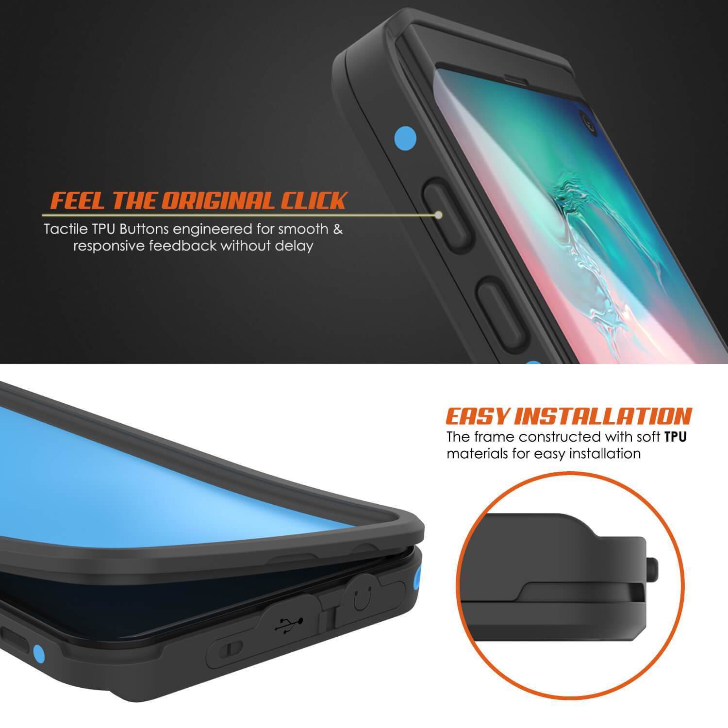 Capa à prova d'água Galaxy S10 PunkCase StudStar Light Blue Thin 6.6ft IP68 à prova de choque subaquática