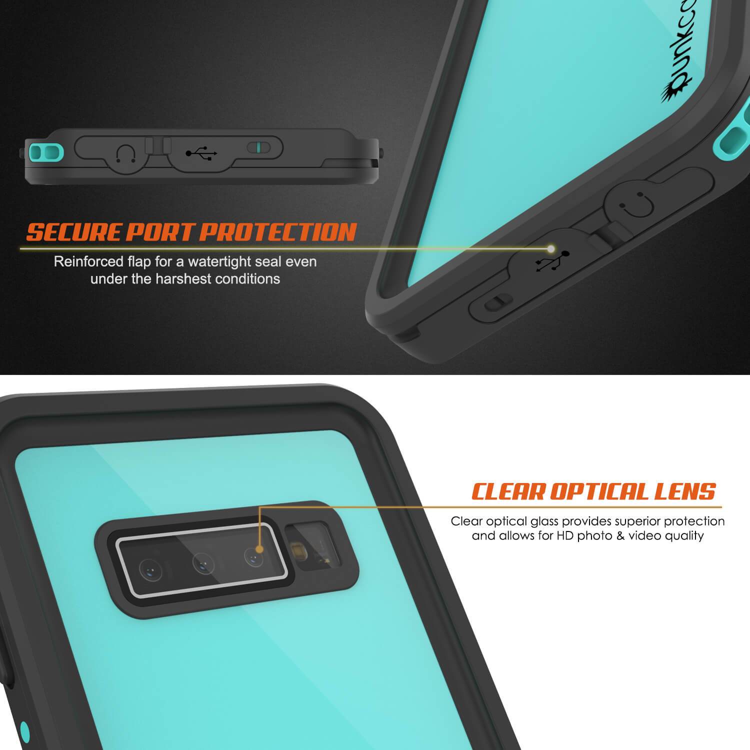 Galaxy A10e Waterproof Case PunkCase StudStar Teal Thin 6.6ft Underwater IP68 Shock/Snow Proof