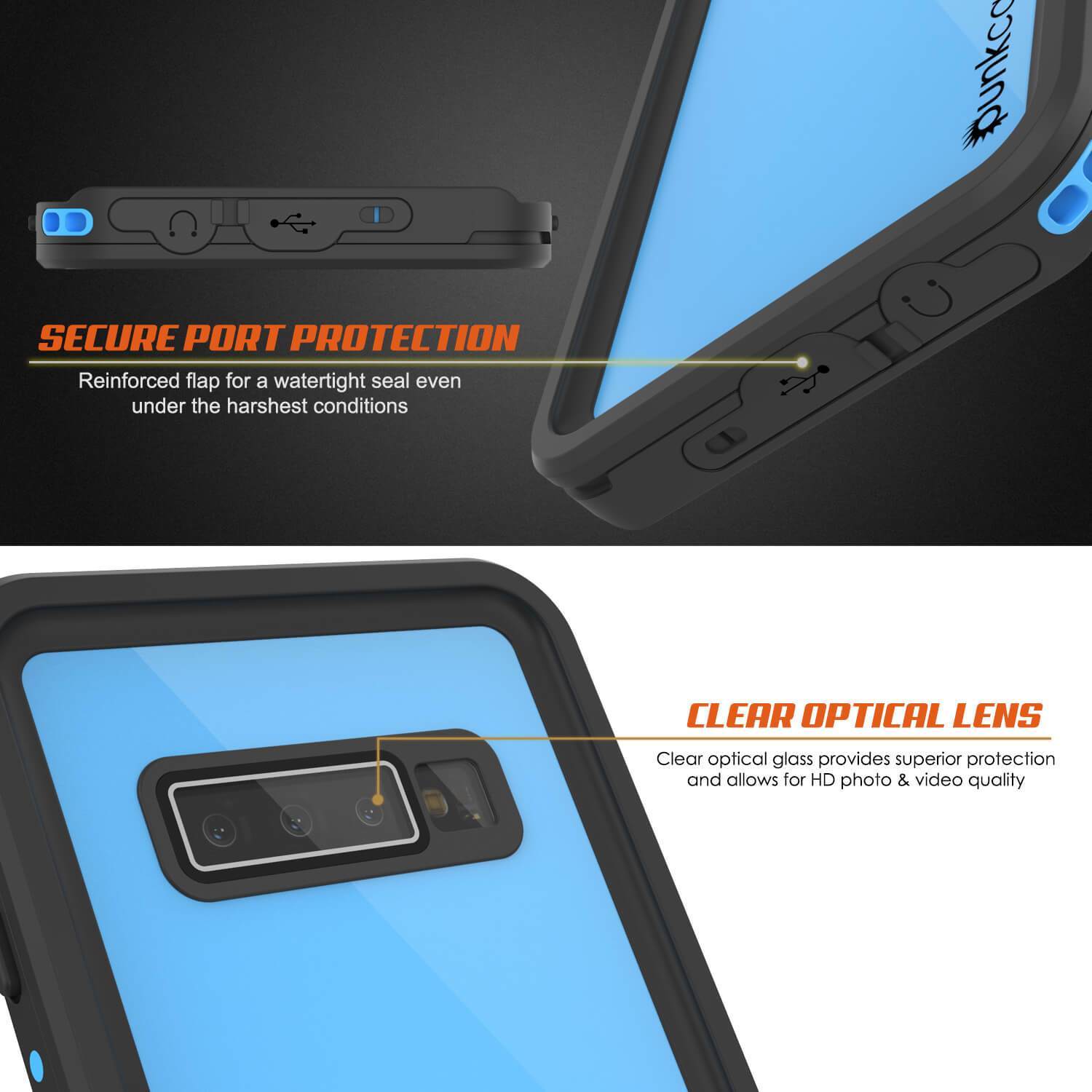 Capa à prova d'água Galaxy S10 PunkCase StudStar Light Blue Thin 6.6ft IP68 à prova de choque subaquática