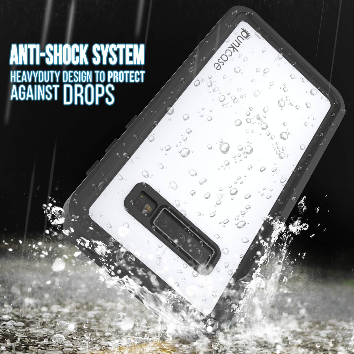 Capa à prova d'água Galaxy S10, Punkcase StudStar Branca Fina à Prova de Choque/Neve Subaquática IP68 de 6,6 pés