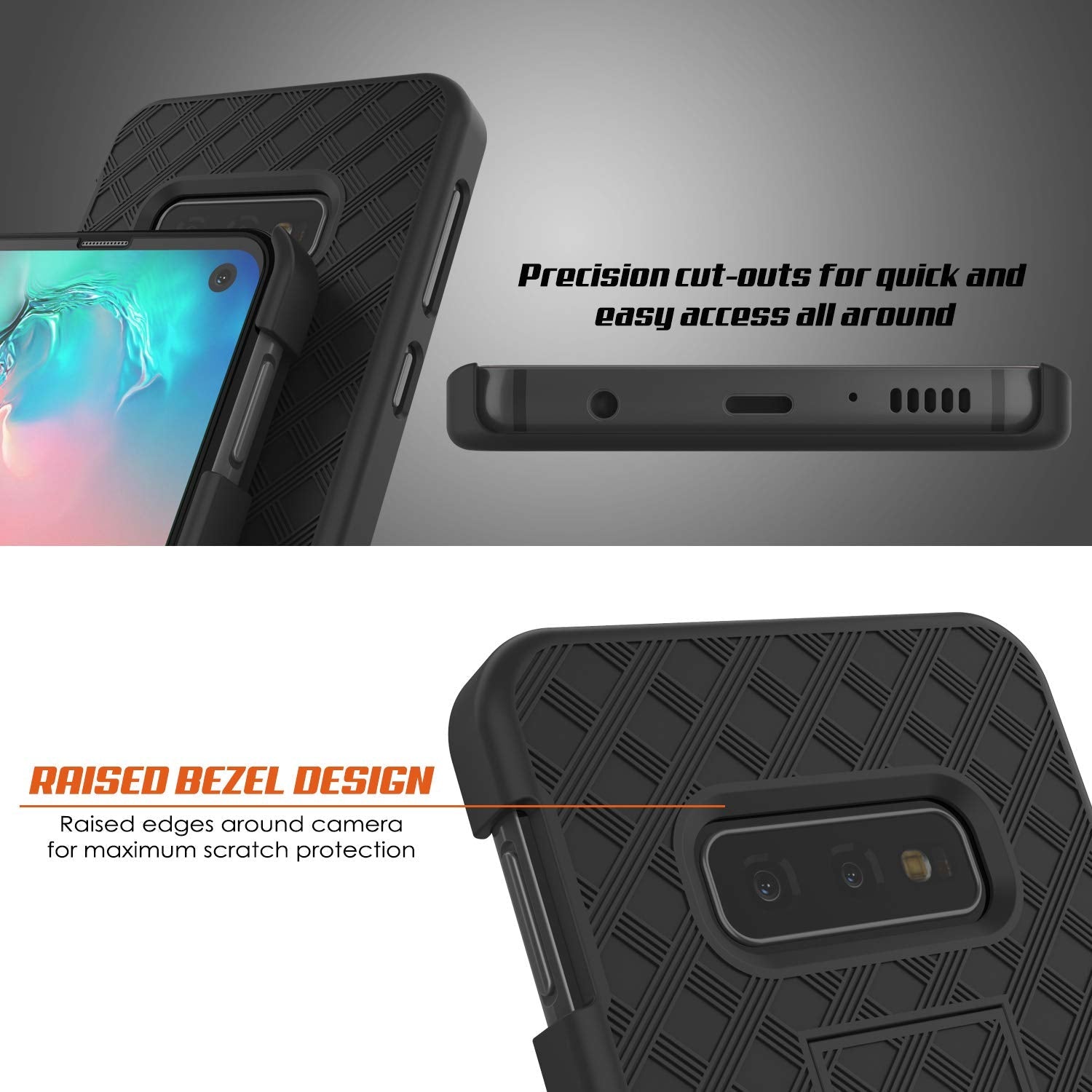 Capa Punkcase Galaxy S10e com protetor de tela, clip de cinto de suporte [Preto]