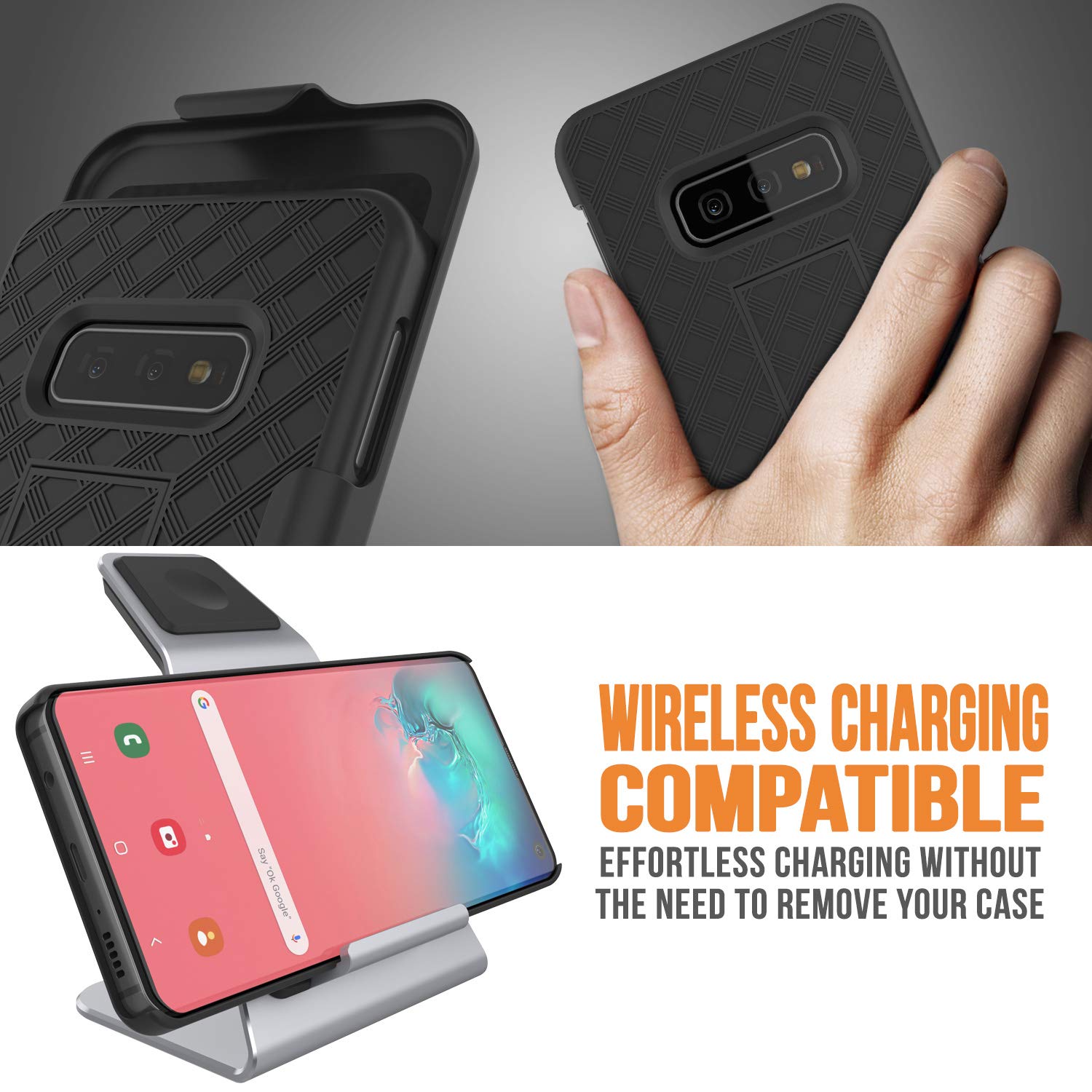 Capa Punkcase Galaxy S10e com protetor de tela, clip de cinto de suporte [Preto]