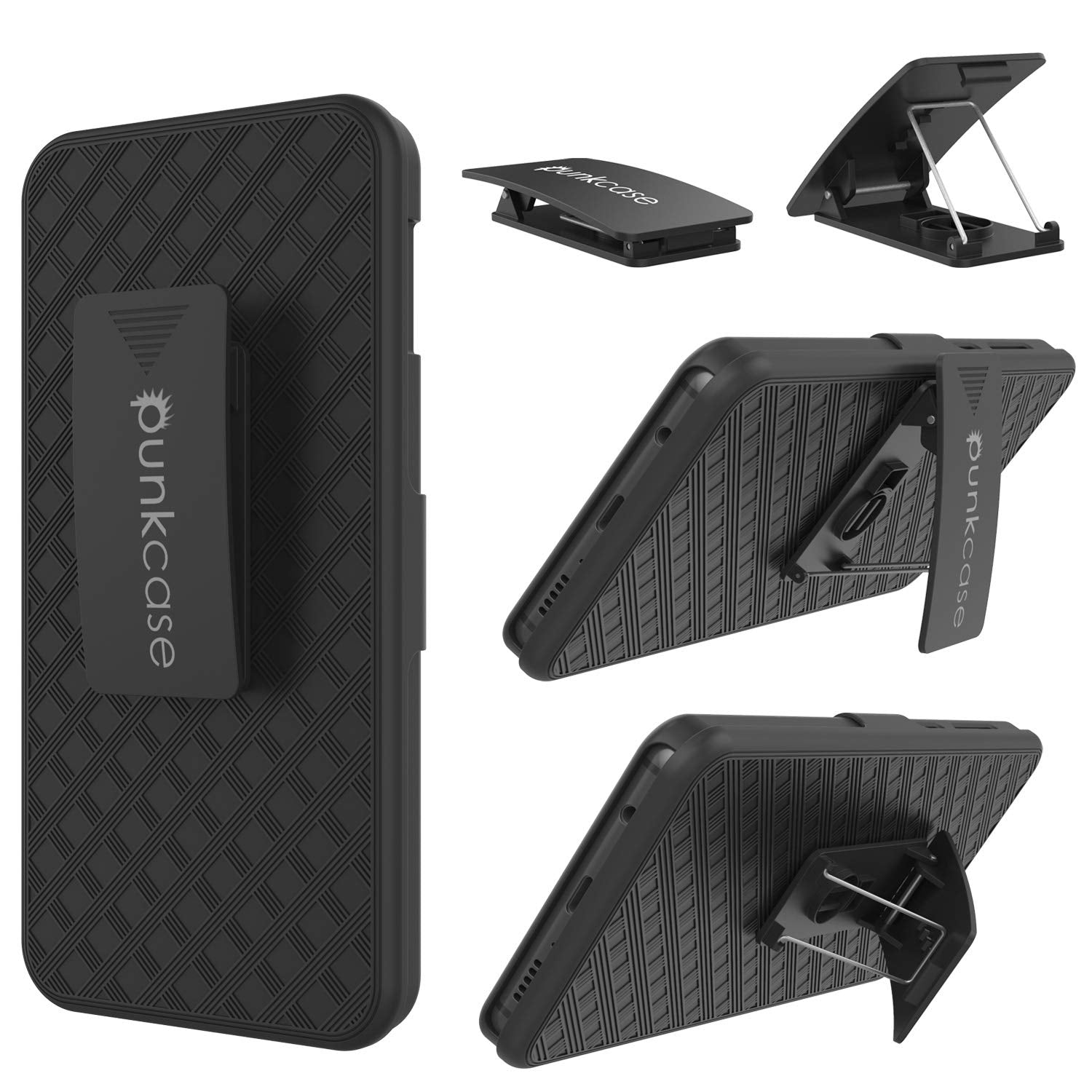 Capa Punkcase Galaxy S10e com protetor de tela, clip de cinto de suporte [Preto]