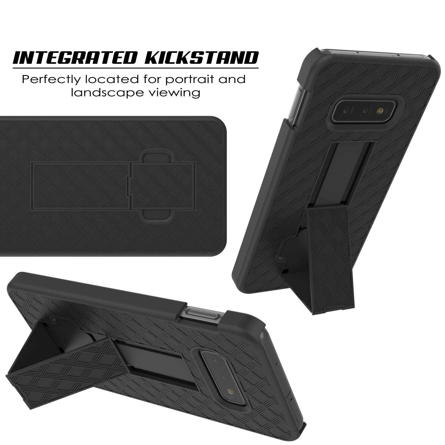 Capa Punkcase Galaxy S10e com protetor de tela, clip de cinto de suporte [Preto]