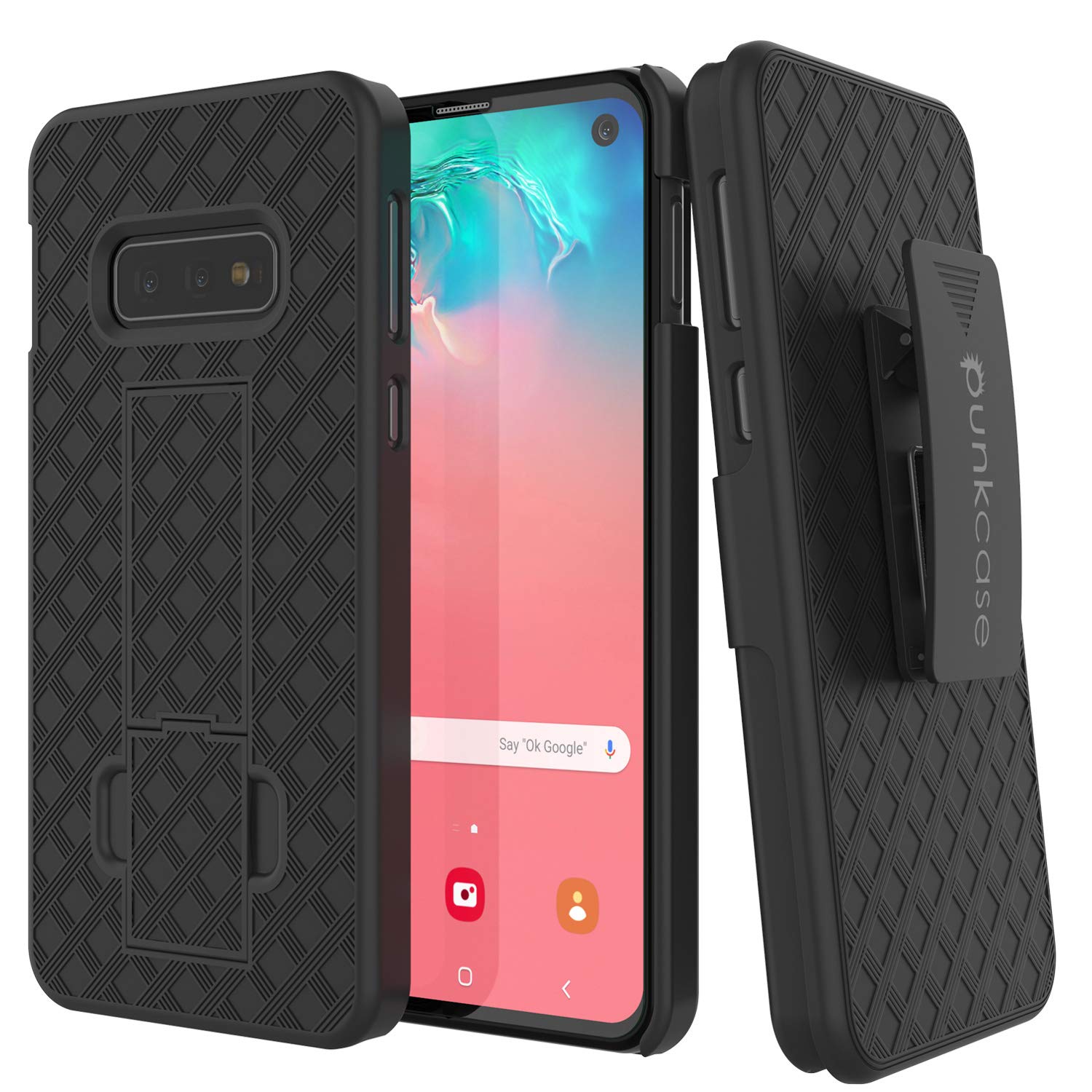 Capa Punkcase Galaxy S10e com protetor de tela, clip de cinto de suporte [Preto]