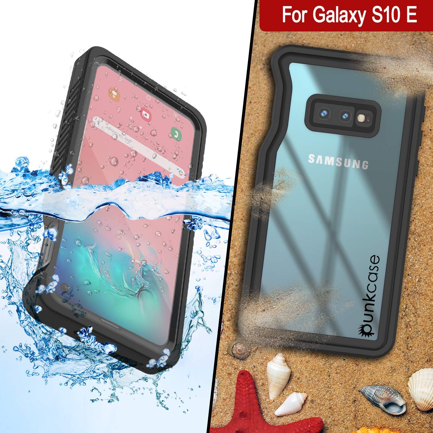 Galaxy S10e à prova d'água e de choque com capa protetora de tela [preta]