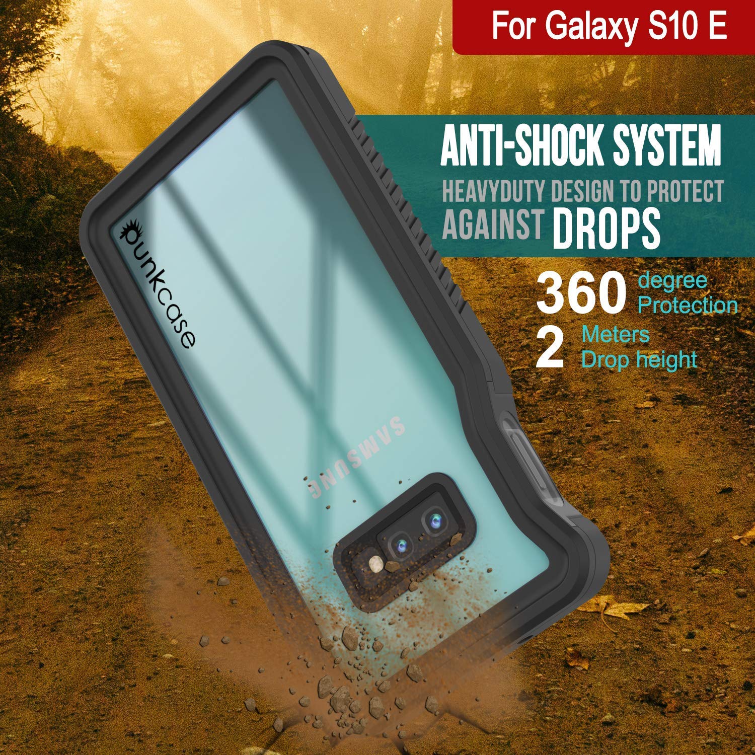 Galaxy S10e à prova d'água e de choque com capa protetora de tela [preta]
