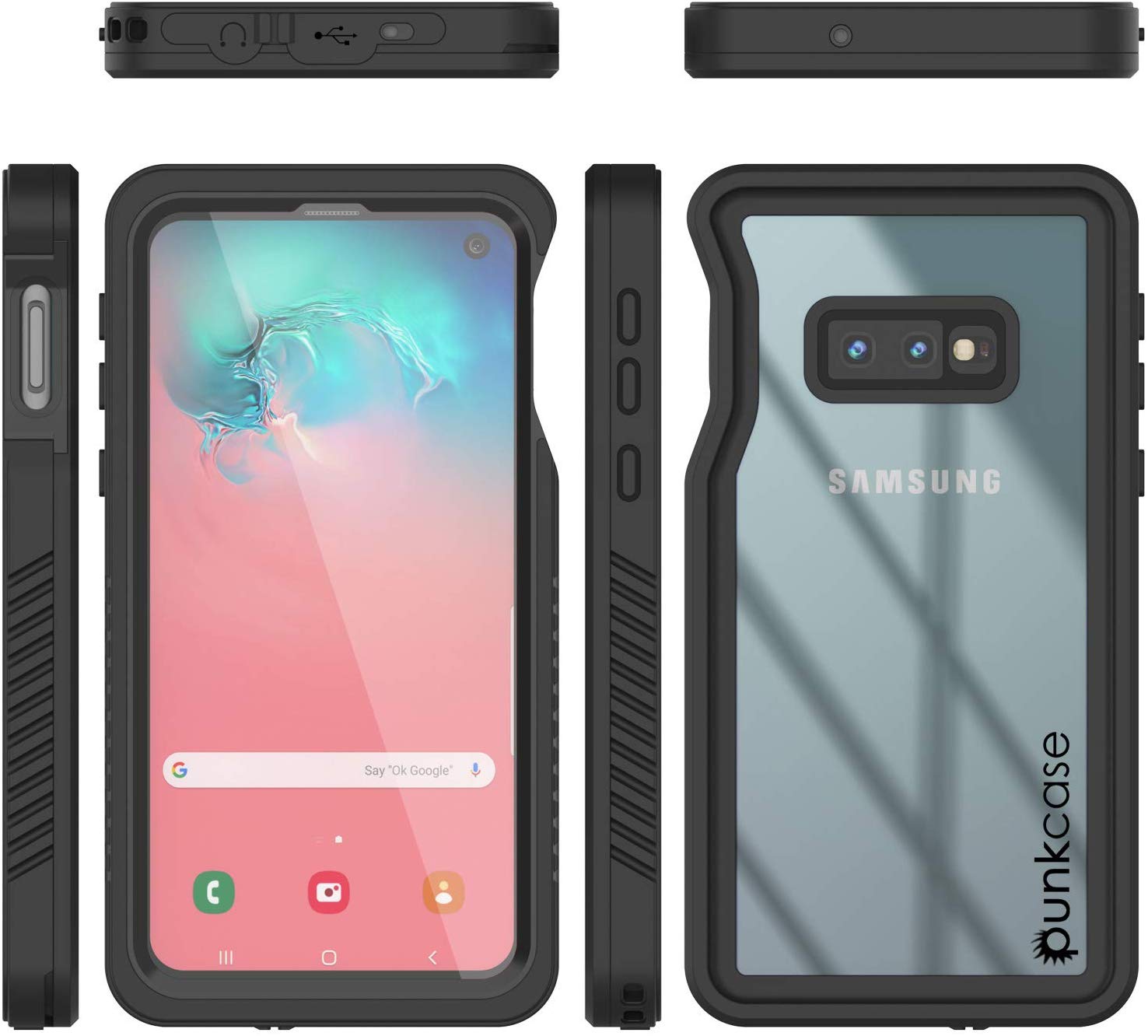 Galaxy S10e à prova d'água e de choque com capa protetora de tela [preta]