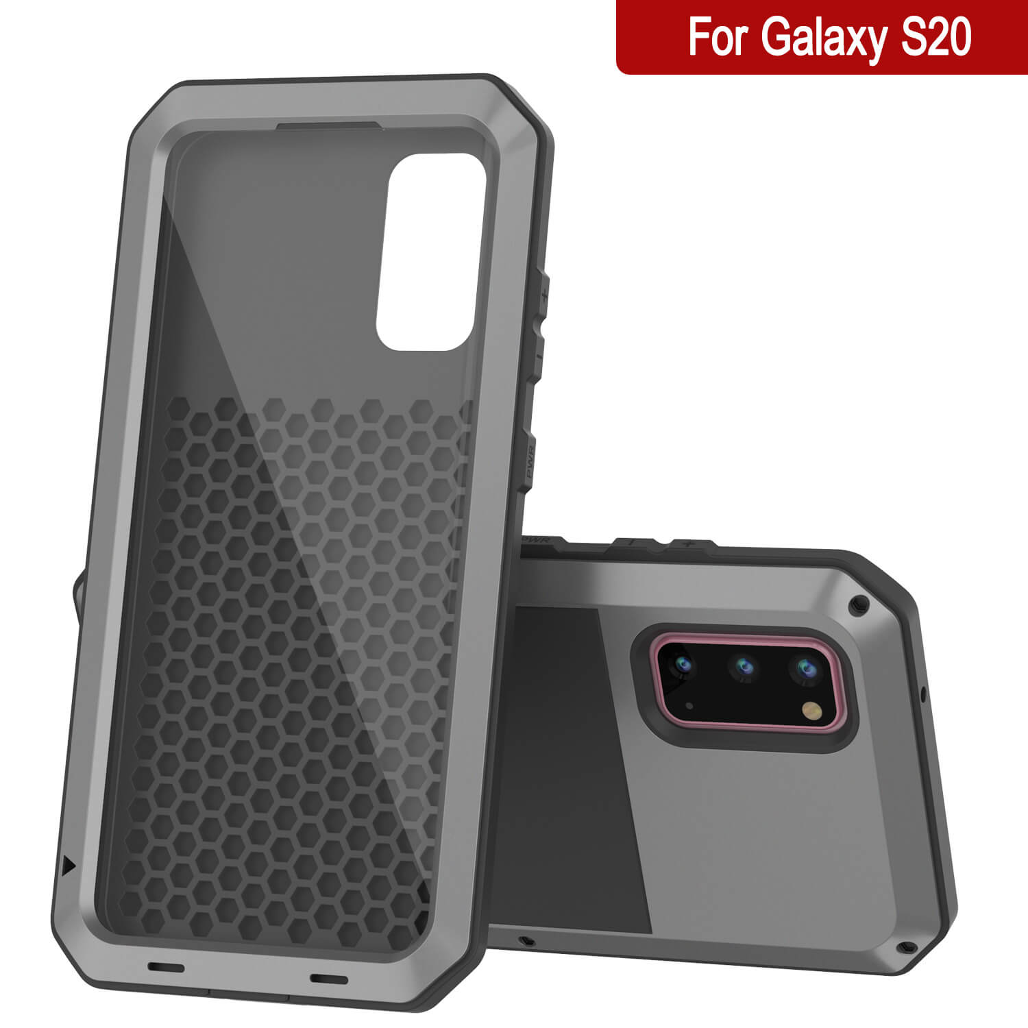Capa de metal Galaxy s20, capa robusta de armadura militar de alta resistência [Prateada]