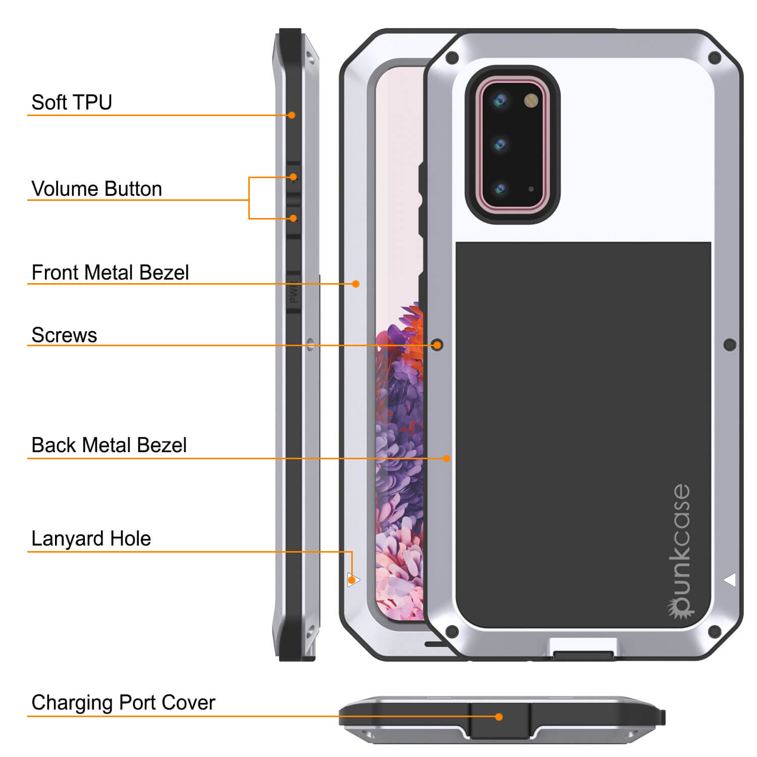 Capa de metal Galaxy s20, Capa de Armadura Resistente de Grau Militar [Branco]