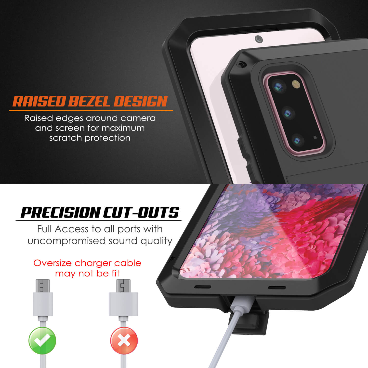 Capa de metal Galaxy S20, capa de armadura robusta de grau militar resistente [preta]