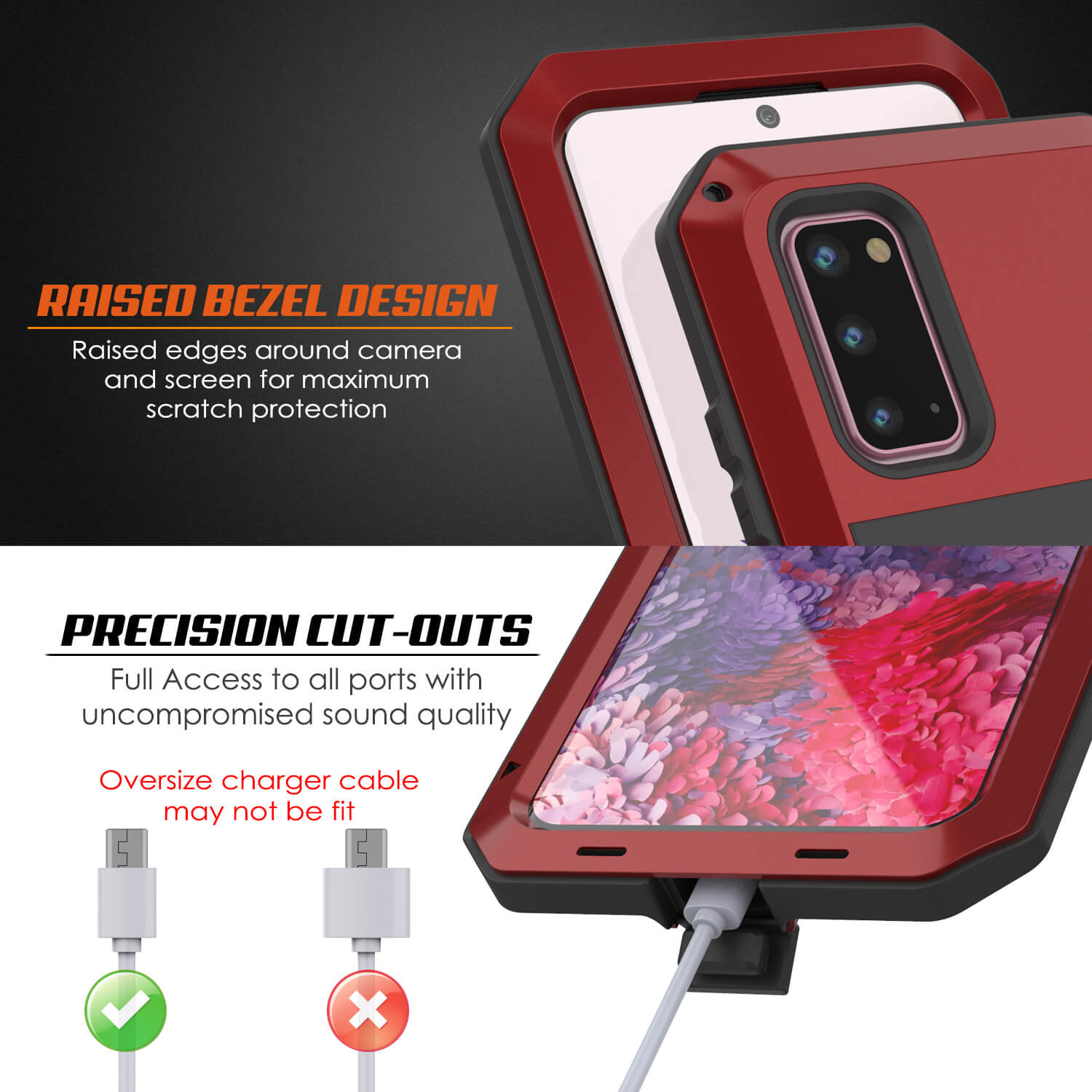 Capa de metal Galaxy s20, capa de armadura robusta de grau militar resistente [Vermelho]