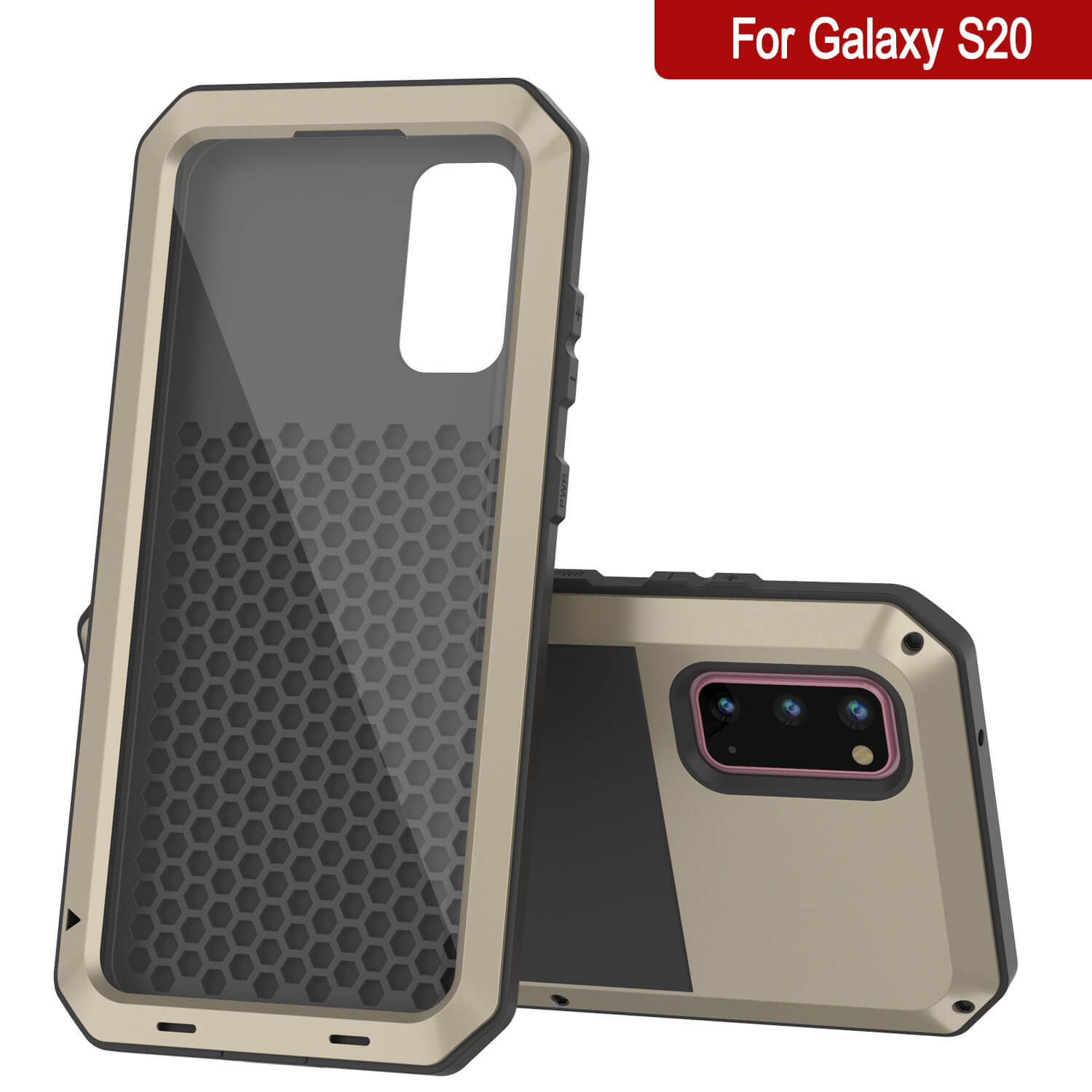 Capa de metal Galaxy s20, capa de armadura resistente de alta resistência militar [Dourado]