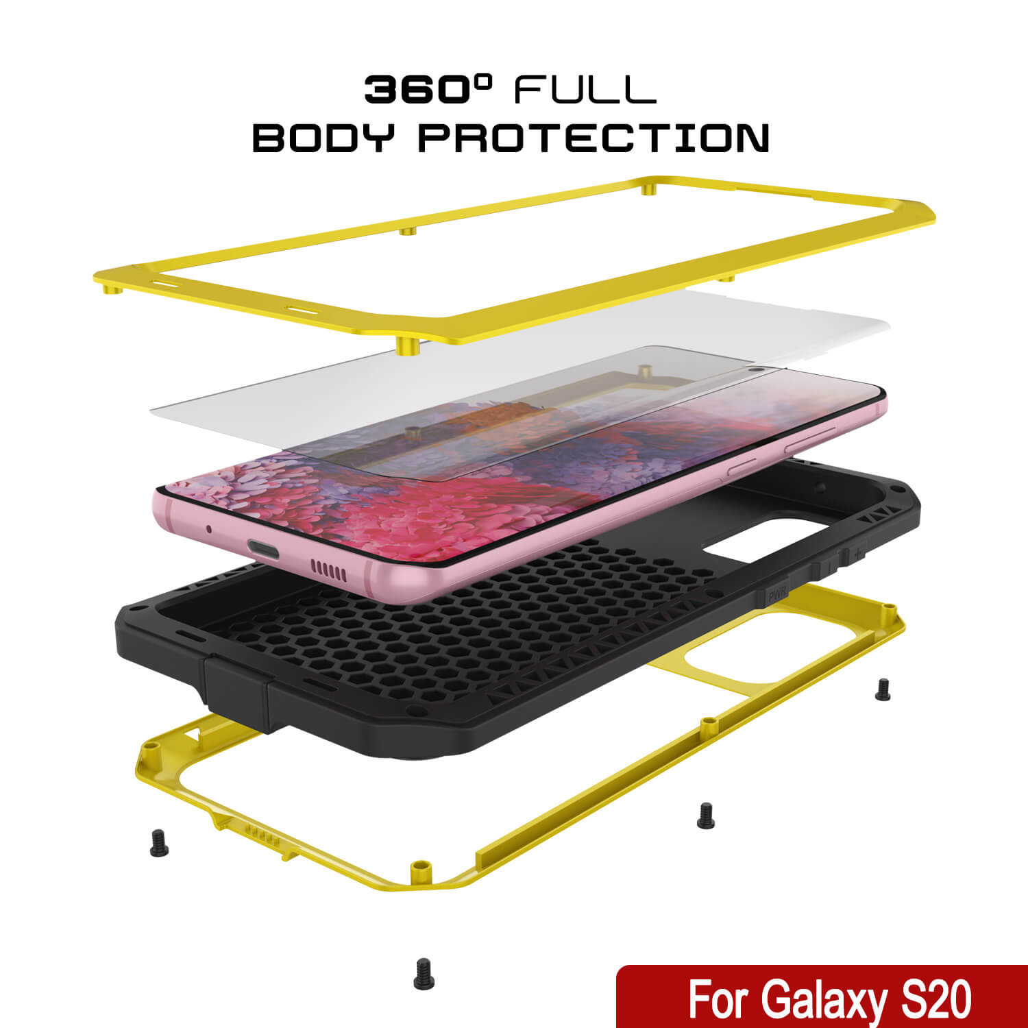 Capa de metal Galaxy s20, capa robusta de proteção militar resistente de alta resistência [Neon]