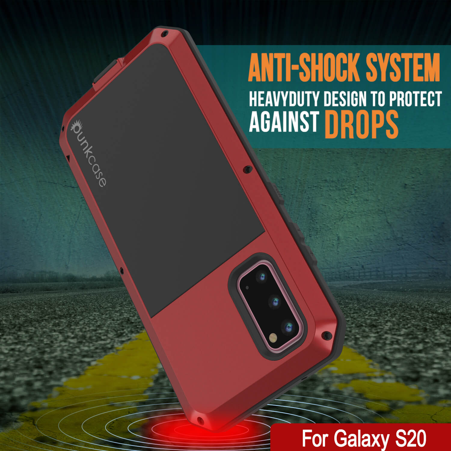 Capa de metal Galaxy s20, capa de armadura robusta de grau militar resistente [Vermelho]