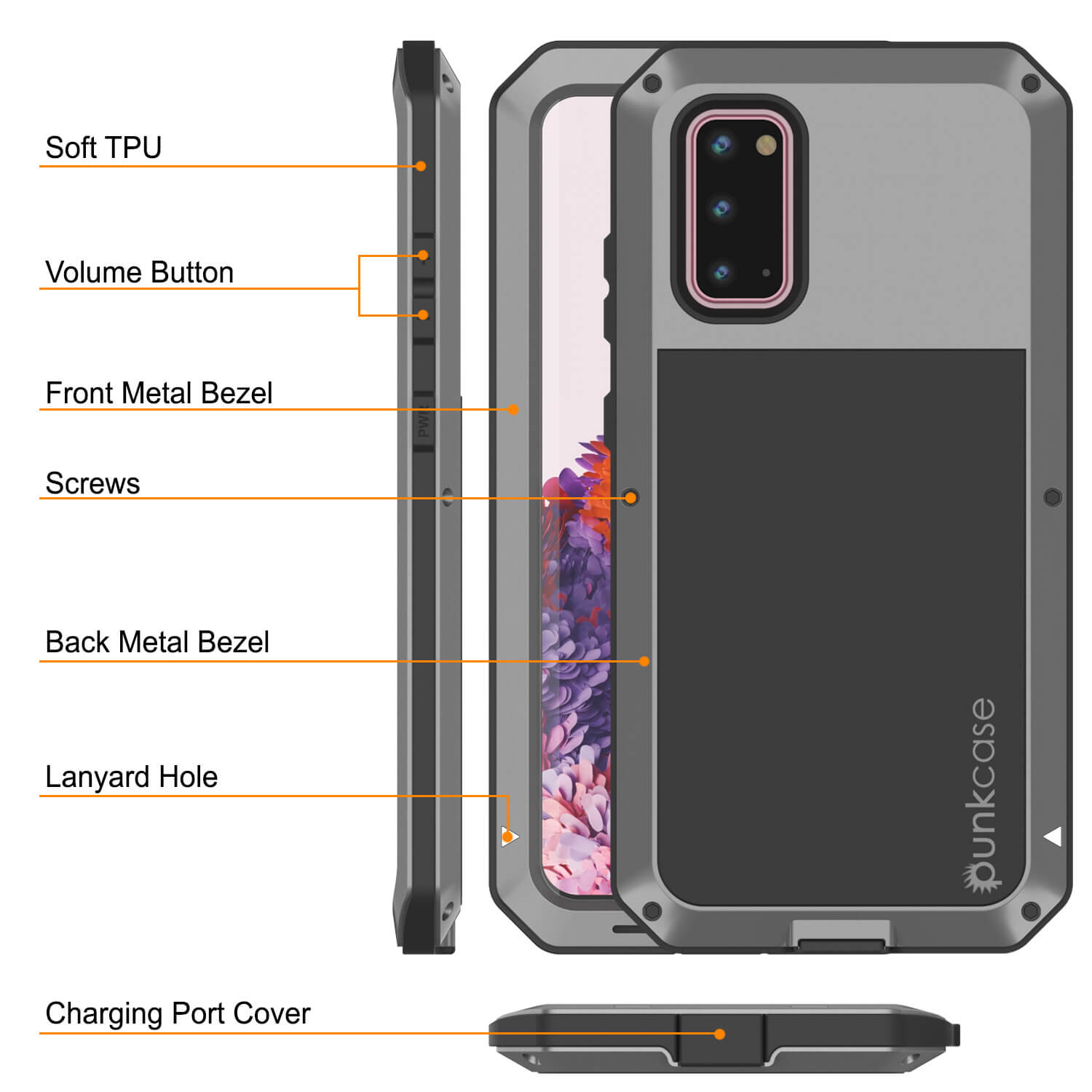 Capa de metal Galaxy s20, capa robusta de armadura militar de alta resistência [Prateada]