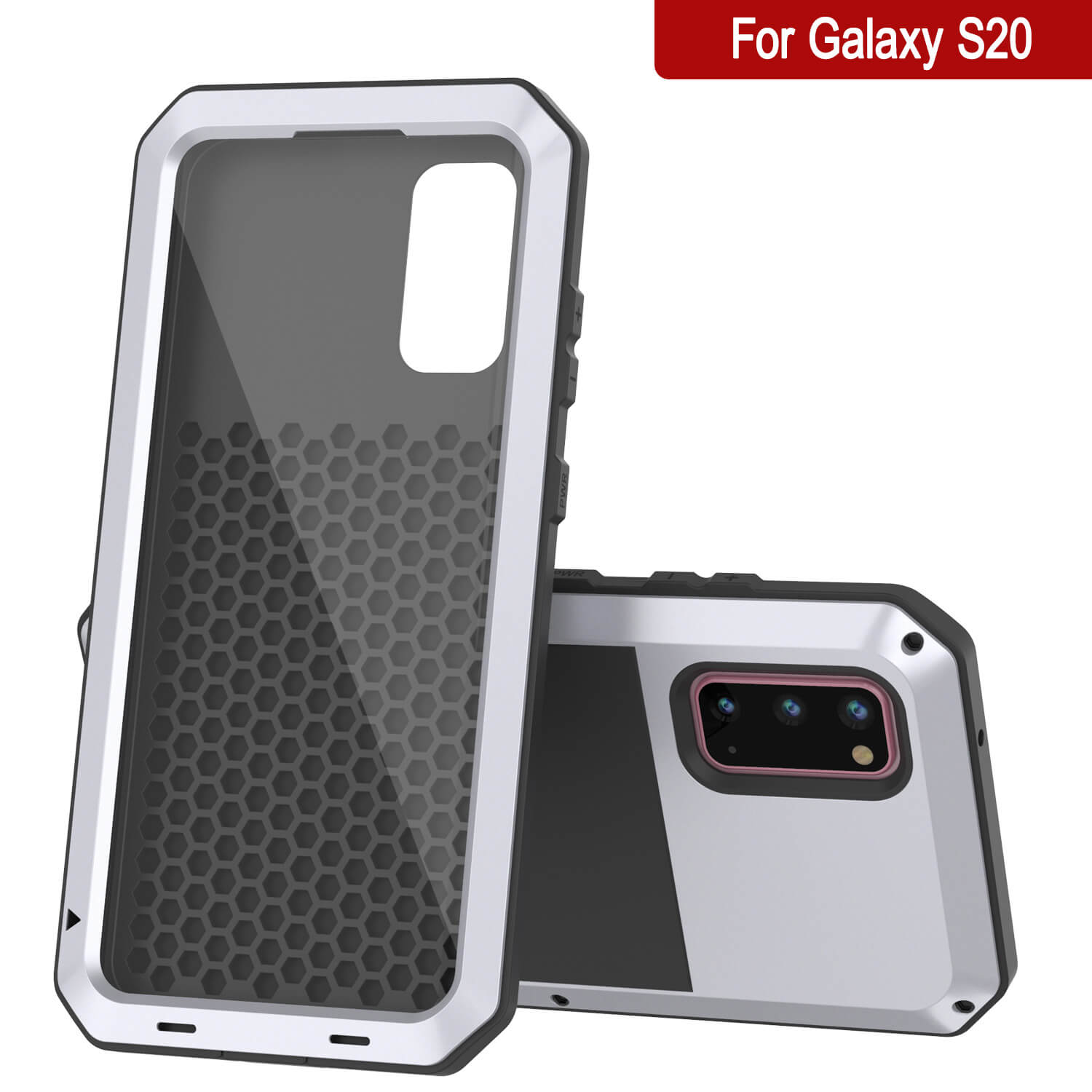 Capa de metal Galaxy s20, Capa de Armadura Resistente de Grau Militar [Branco]