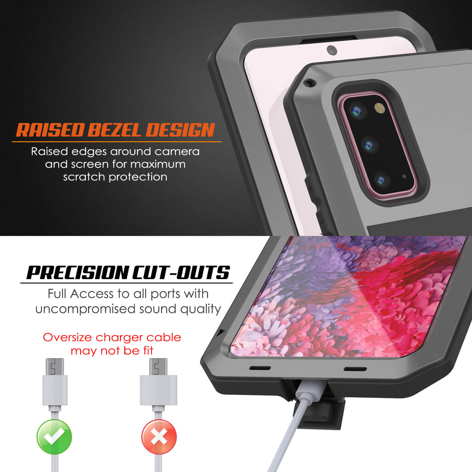 Capa de metal Galaxy s20, capa robusta de armadura militar de alta resistência [Prateada]