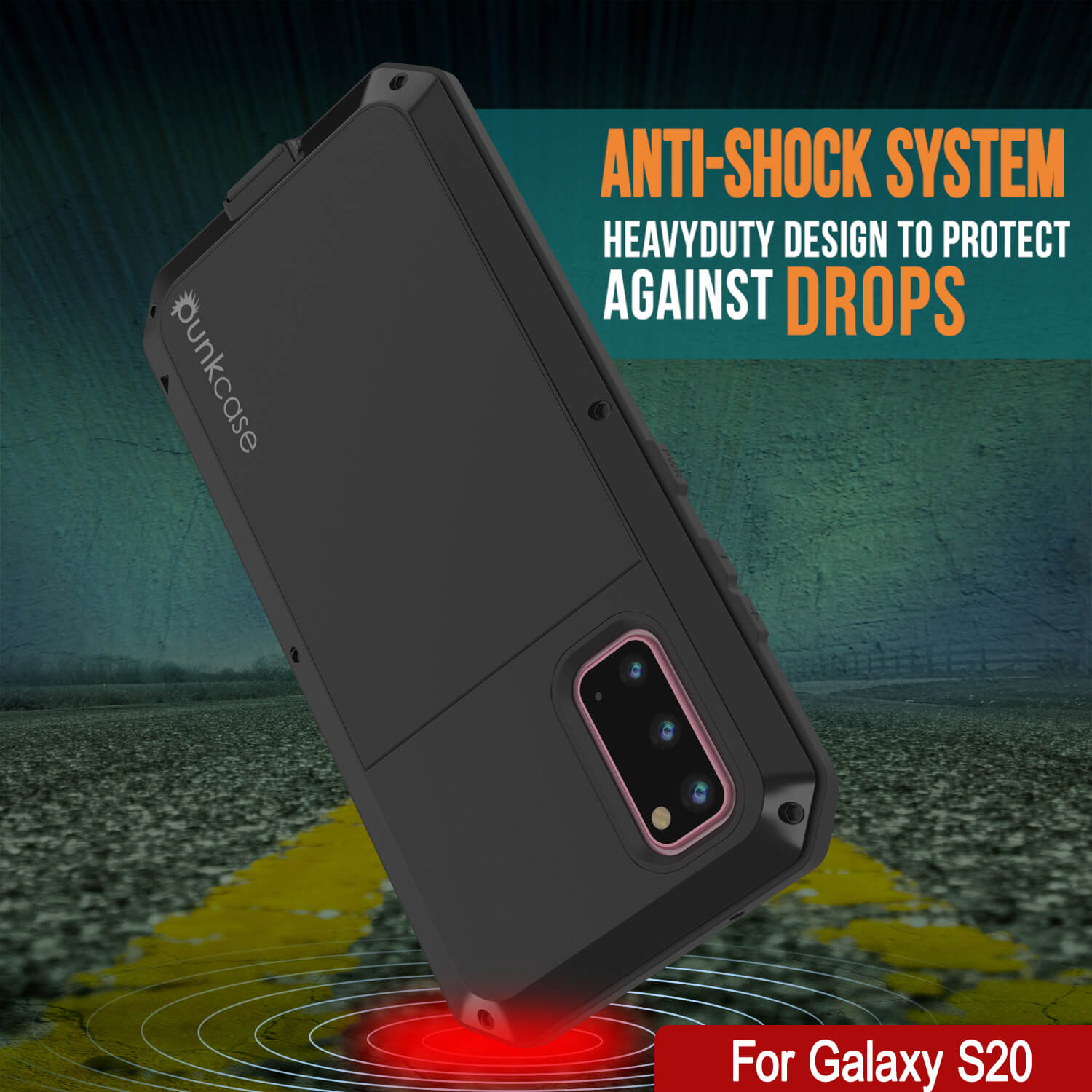Capa de metal Galaxy S20, capa de armadura robusta de grau militar resistente [preta]