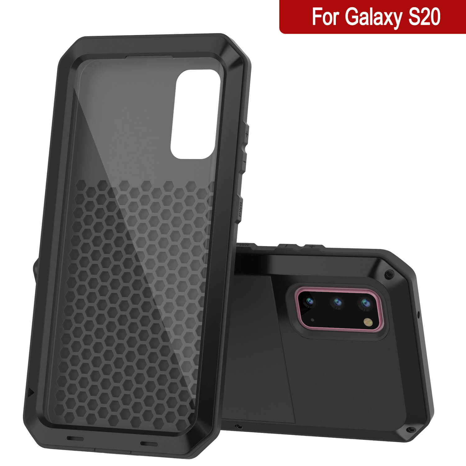 Capa de metal Galaxy S20, capa de armadura robusta de grau militar resistente [preta]