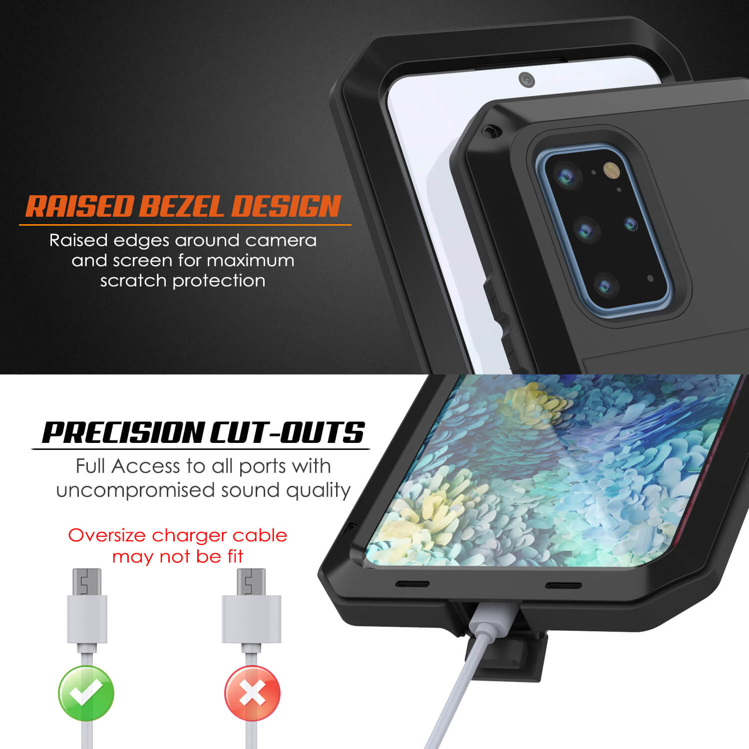 Capa de Metal Galaxy S20+ Plus, Capa de Armadura Resistente de Grau Militar [Preto]
