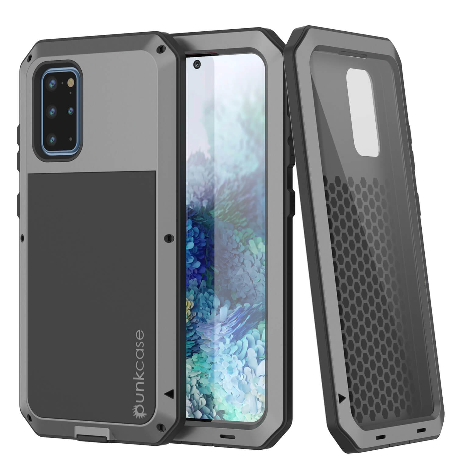 Capa de metal para Galaxy s20+ Plus, resistente de grau militar, cobertura de armadura robusta [Prata]