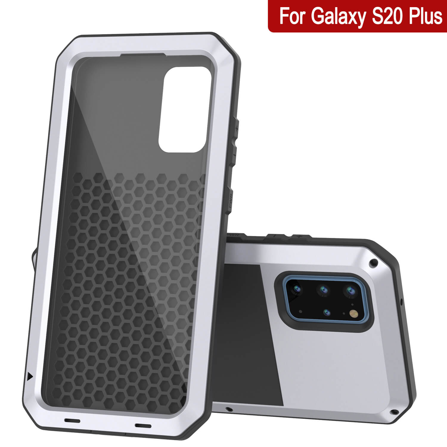 Capa de metal Galaxy s20+ Plus, resistente de grau militar, armadura robusta [Branco]