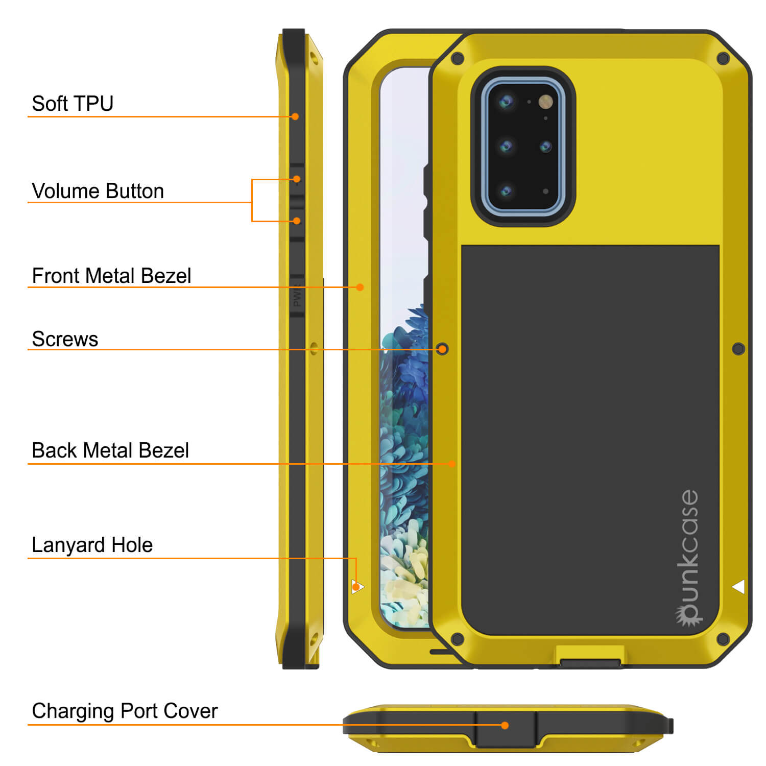 Capa de metal para Galaxy s20+ Plus, resistente de grau militar, robusta e pesada [Neon]