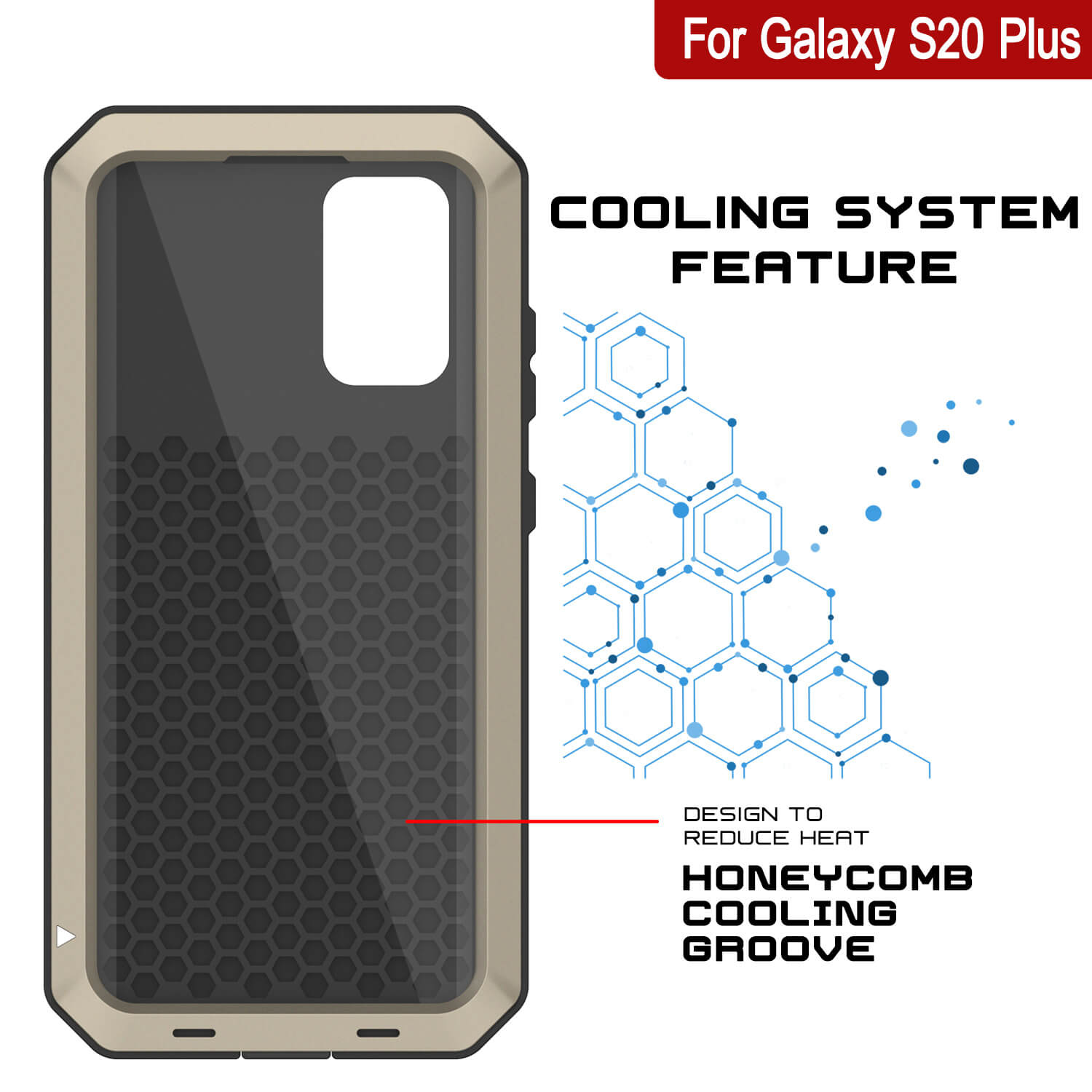 Capa de metal Galaxy s20+ Plus, resistente de grau militar de alta resistência [Dourado]