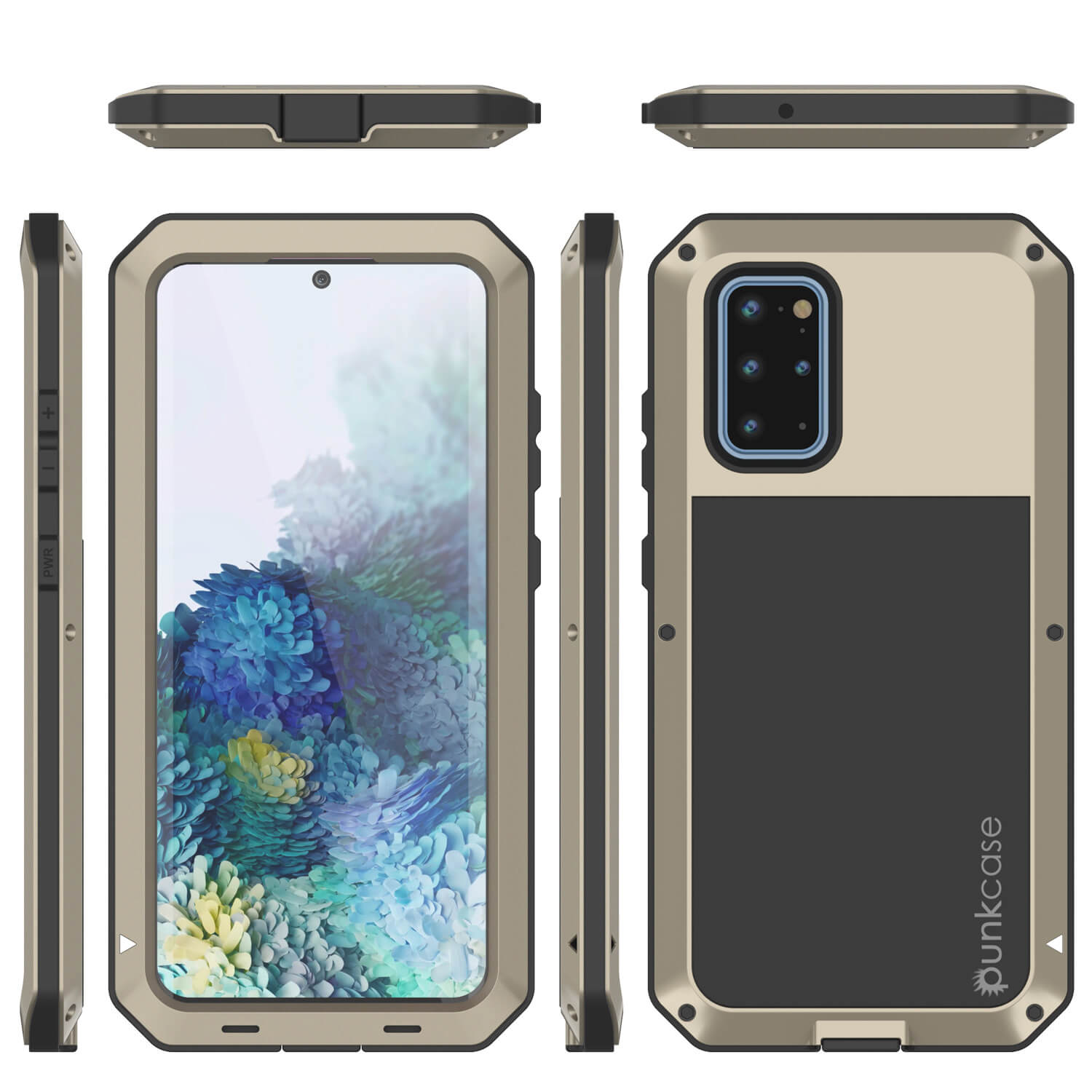 Capa de metal Galaxy s20+ Plus, resistente de grau militar de alta resistência [Dourado]
