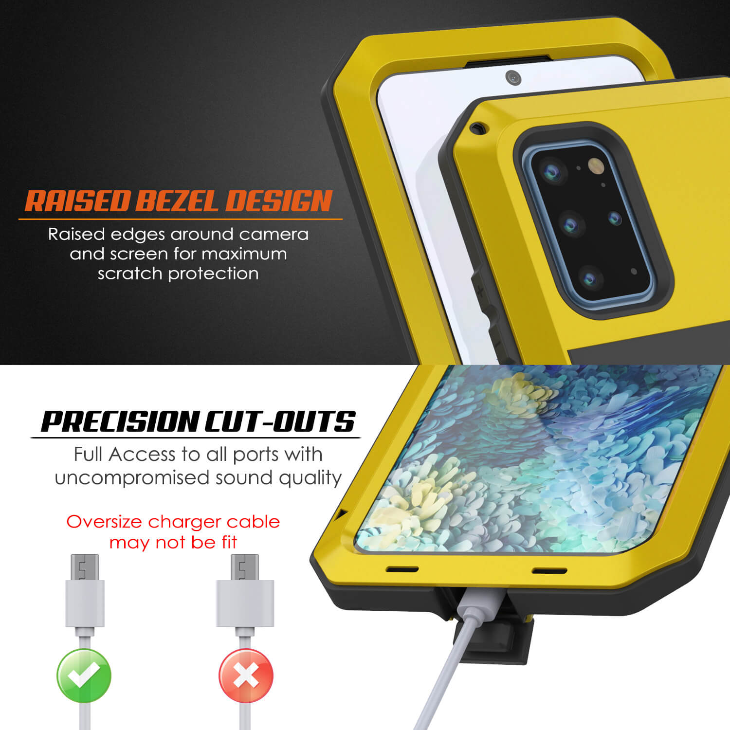 Capa de metal para Galaxy s20+ Plus, resistente de grau militar, robusta e pesada [Neon]