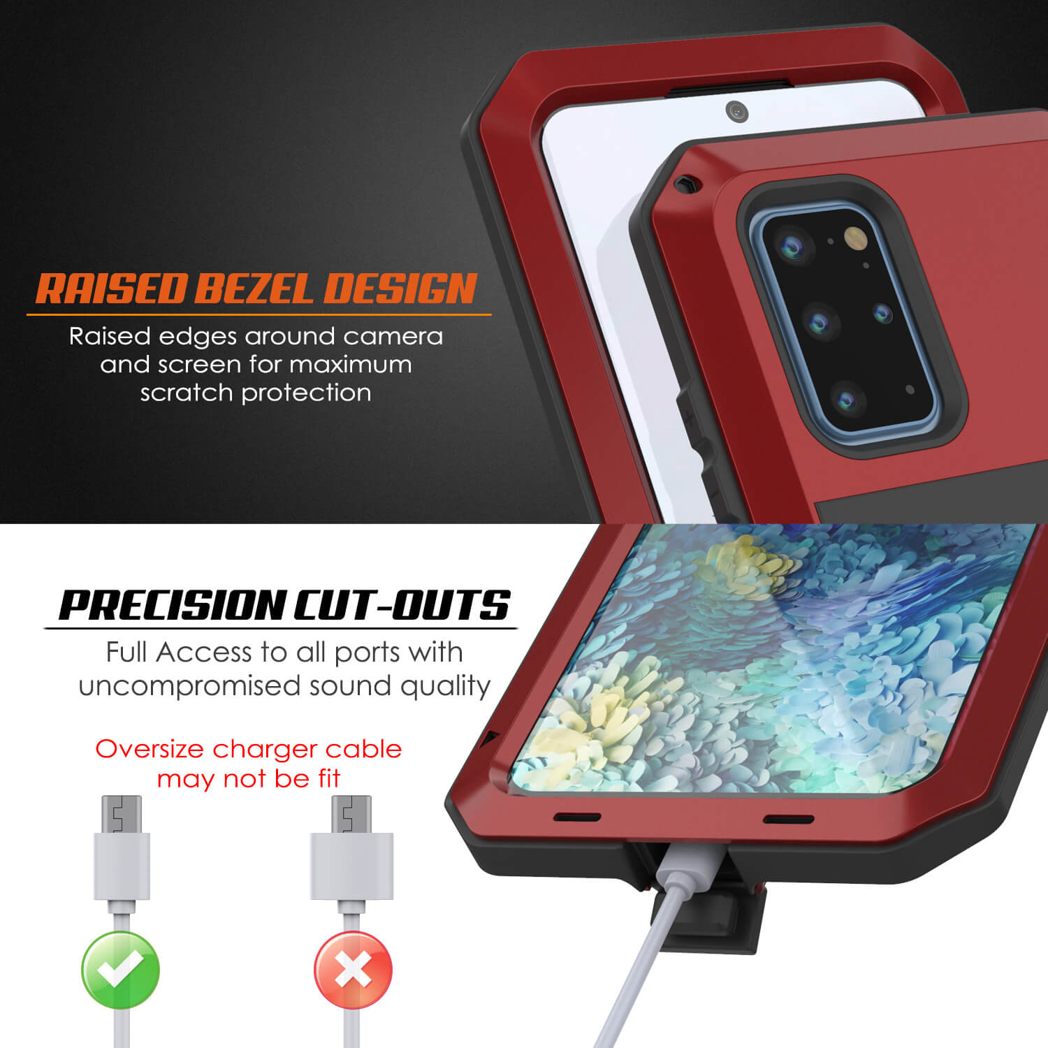 Capa de Metal Galaxy S20+ Plus, Resistente Militar de Grau Pesado Rugged Armor Cover [Vermelho]