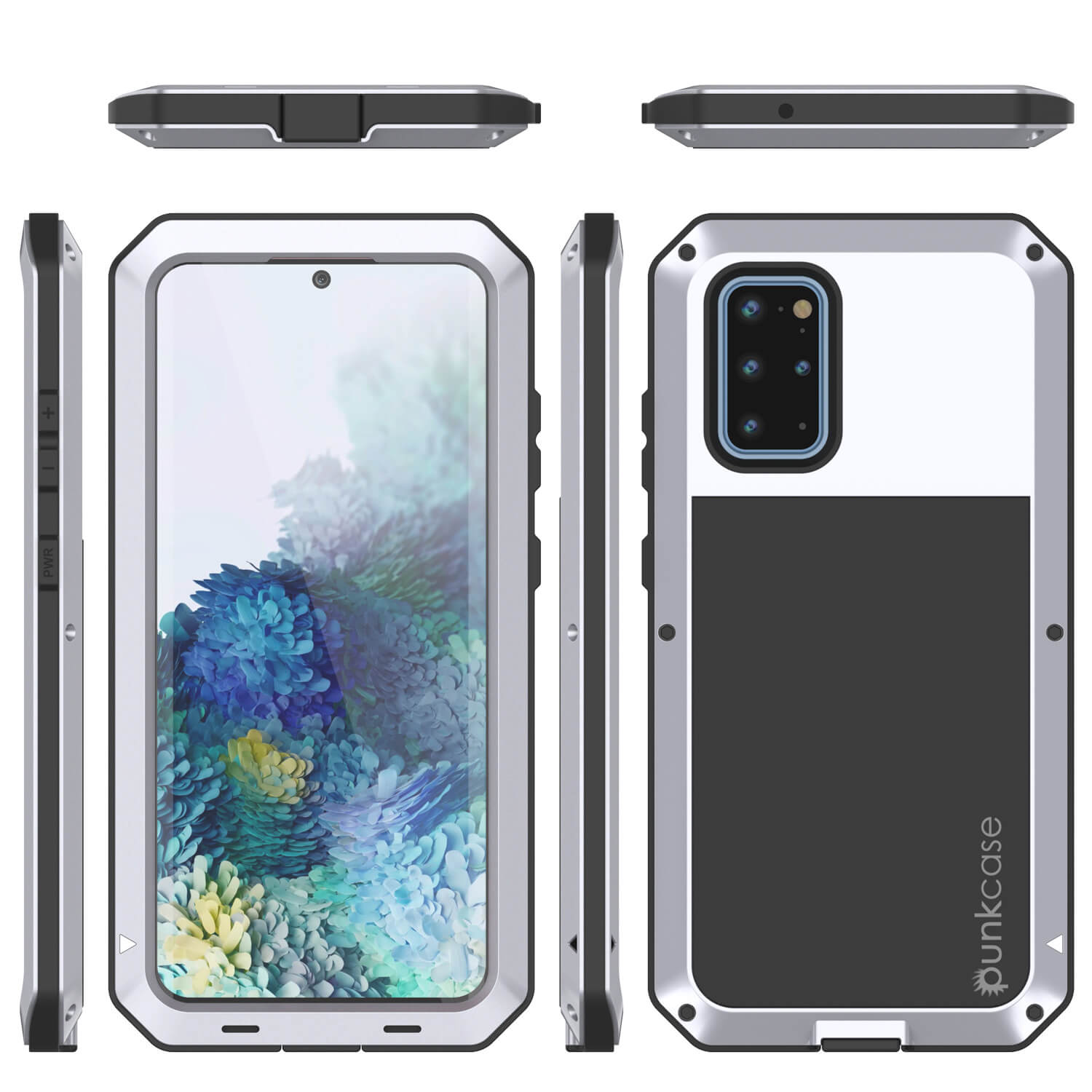 Capa de metal Galaxy s20+ Plus, resistente de grau militar, armadura robusta [Branco]