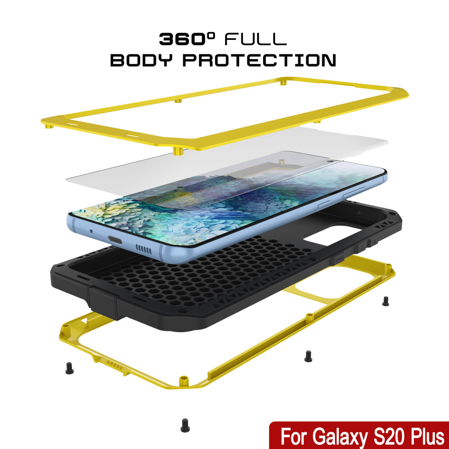 Capa de metal para Galaxy s20+ Plus, resistente de grau militar, robusta e pesada [Neon]