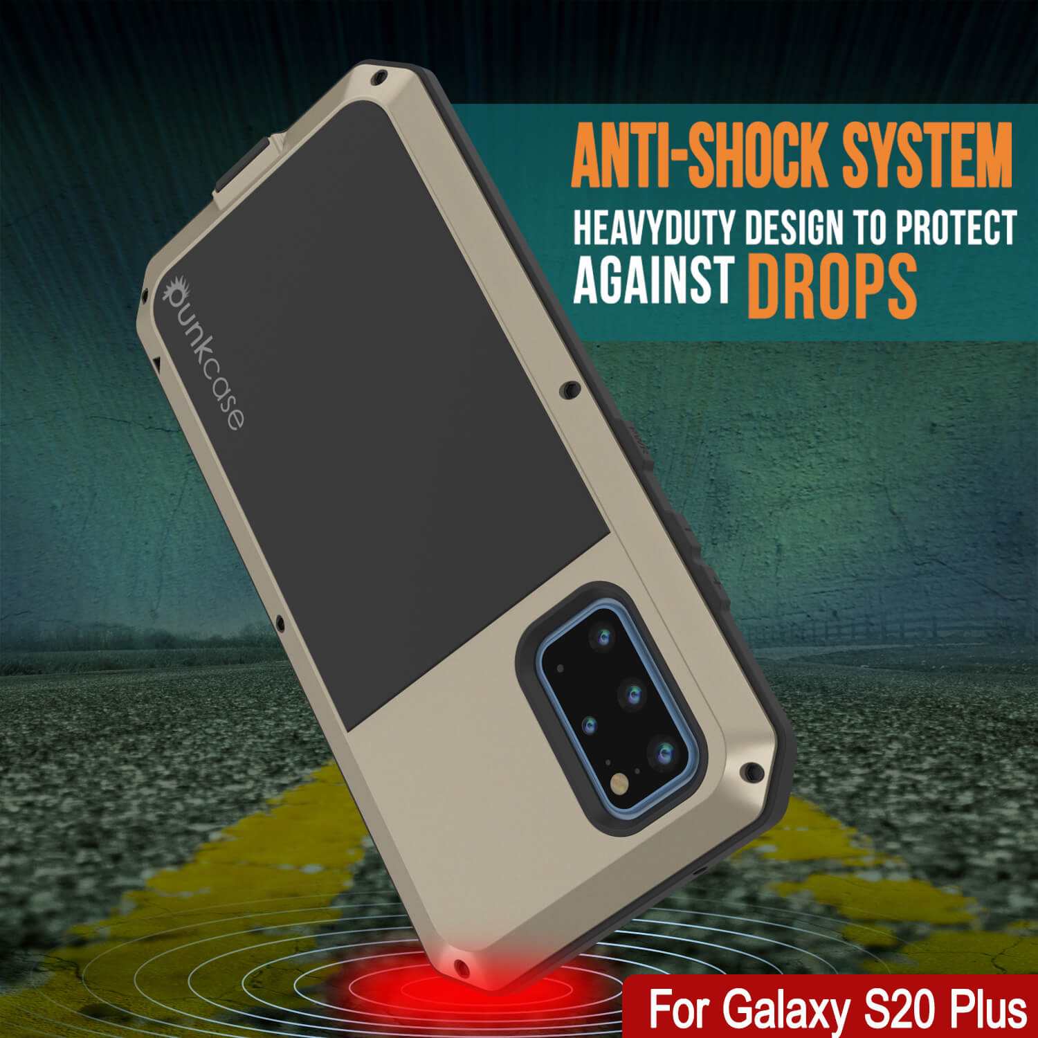 Capa de metal Galaxy s20+ Plus, resistente de grau militar de alta resistência [Dourado]