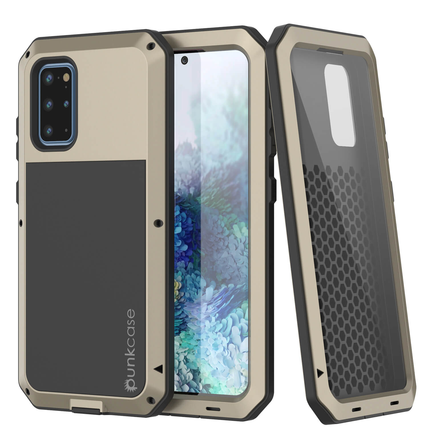 Capa de metal Galaxy s20+ Plus, resistente de grau militar de alta resistência [Dourado]