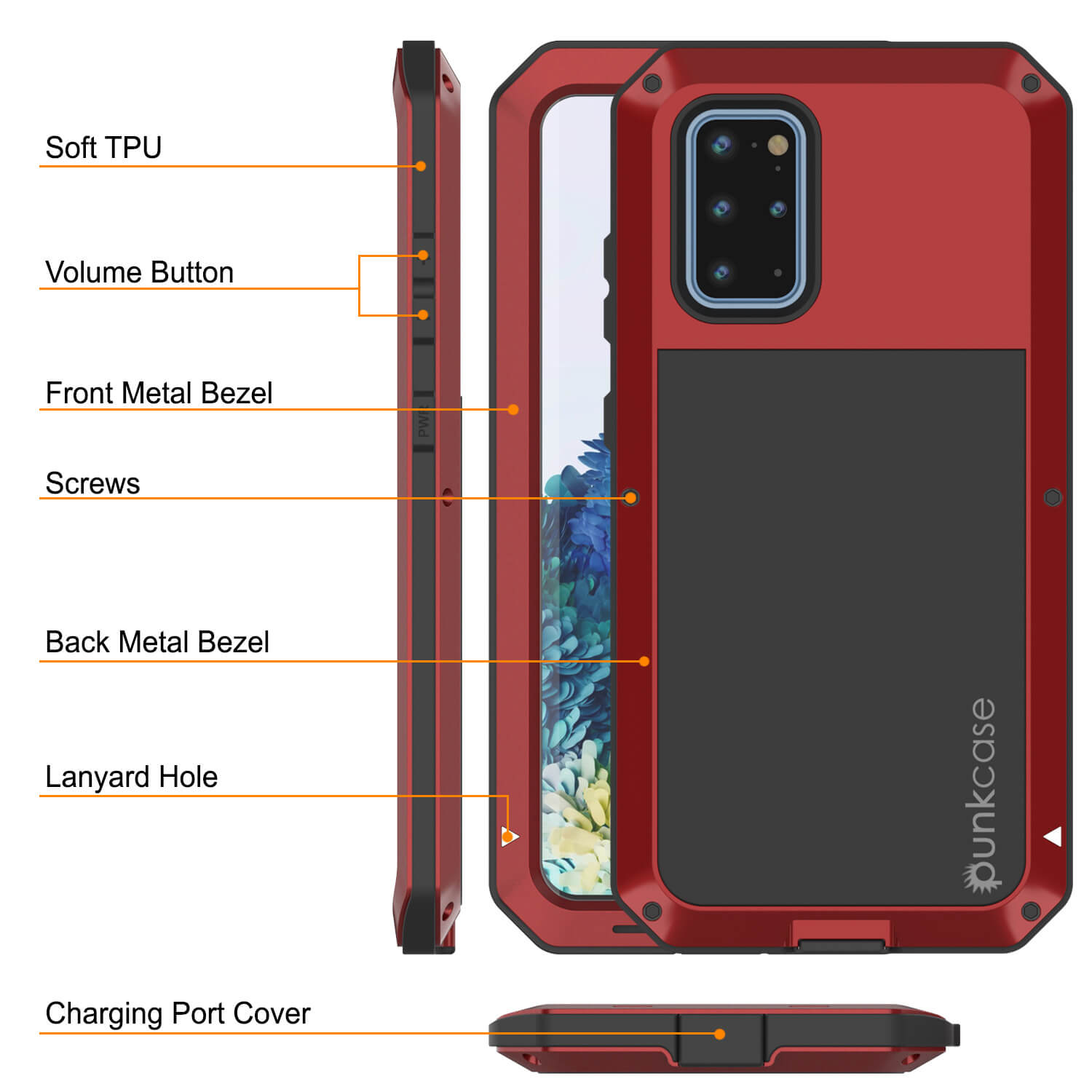 Capa de Metal Galaxy S20+ Plus, Resistente Militar de Grau Pesado Rugged Armor Cover [Vermelho]