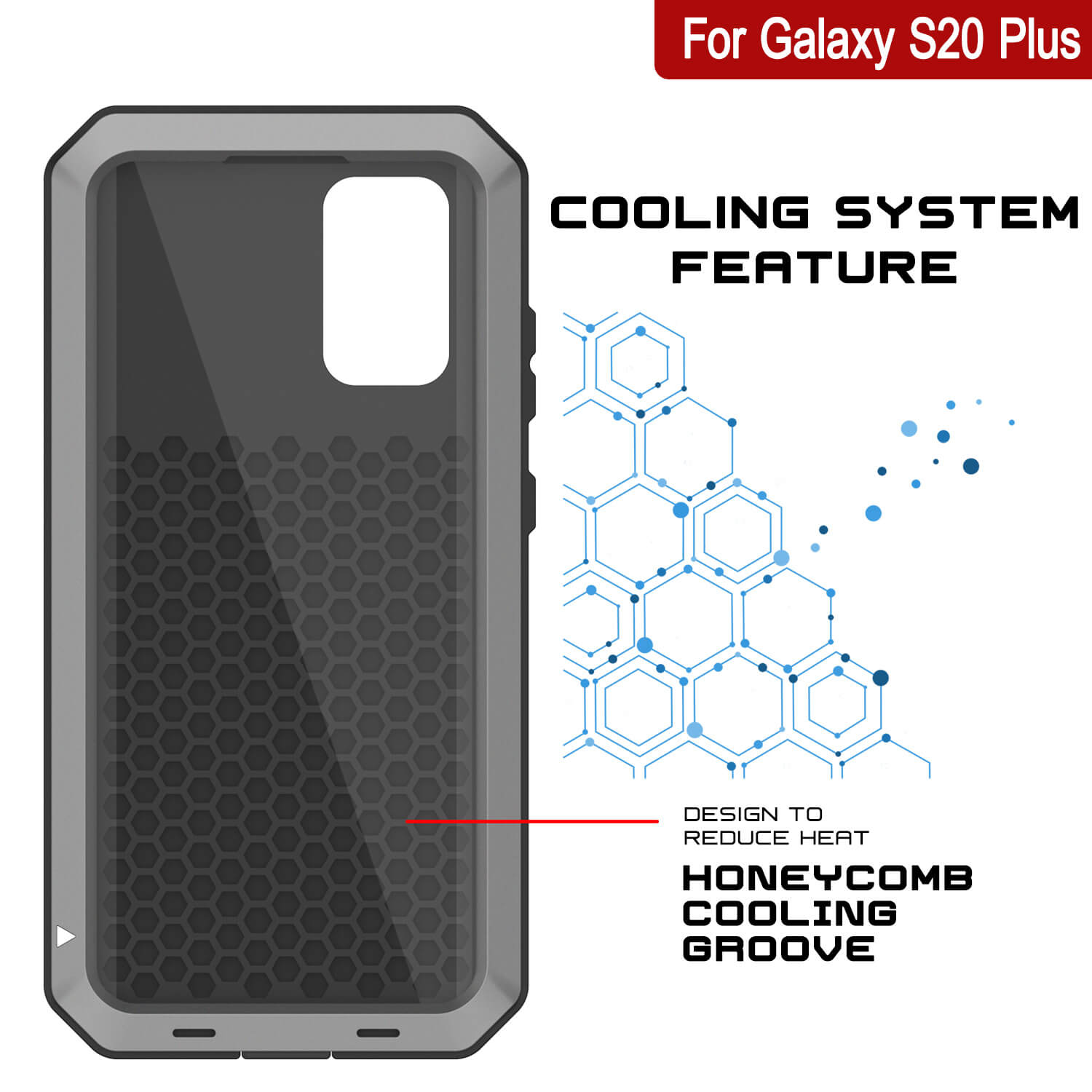 Capa de metal para Galaxy s20+ Plus, resistente de grau militar, cobertura de armadura robusta [Prata]