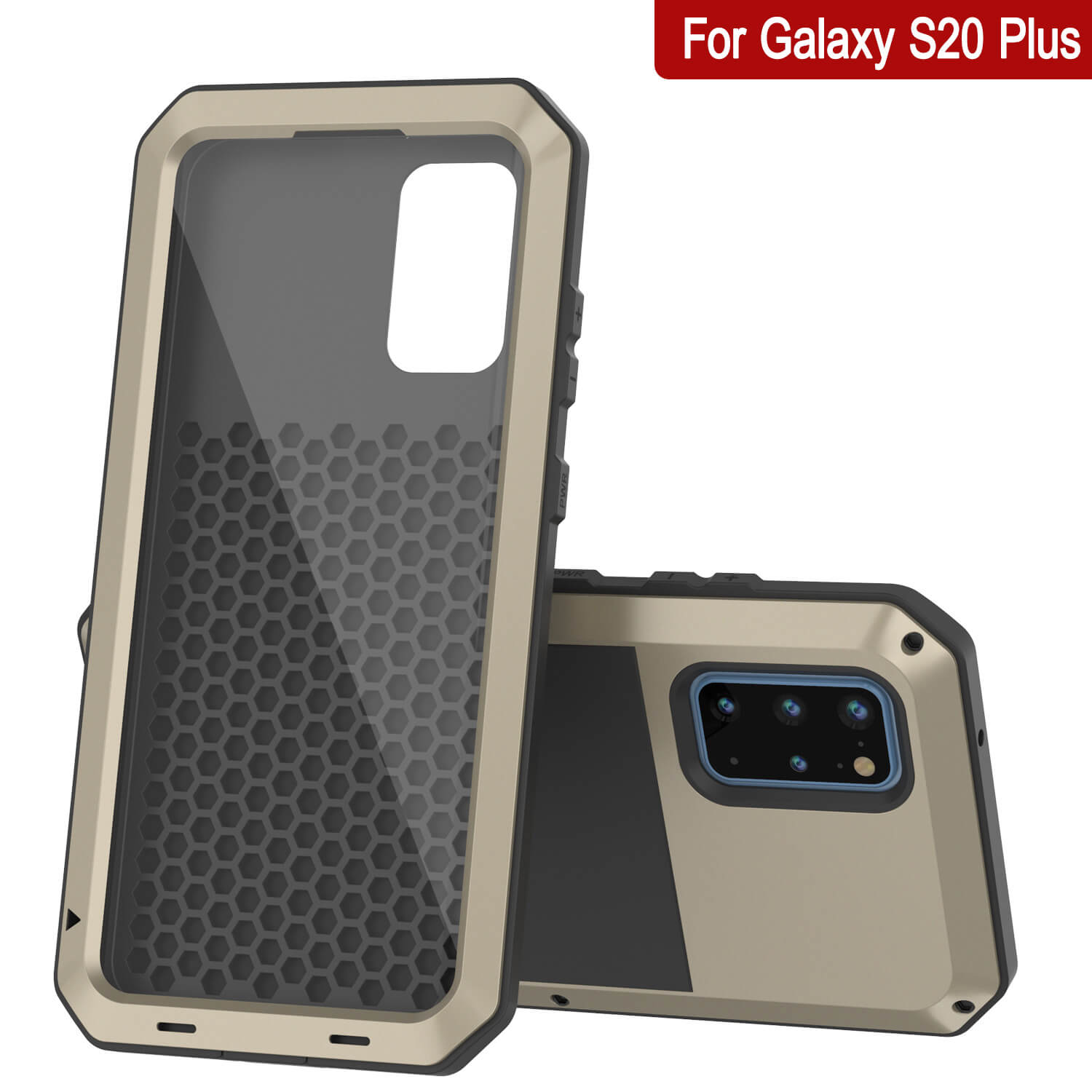 Capa de metal Galaxy s20+ Plus, resistente de grau militar de alta resistência [Dourado]