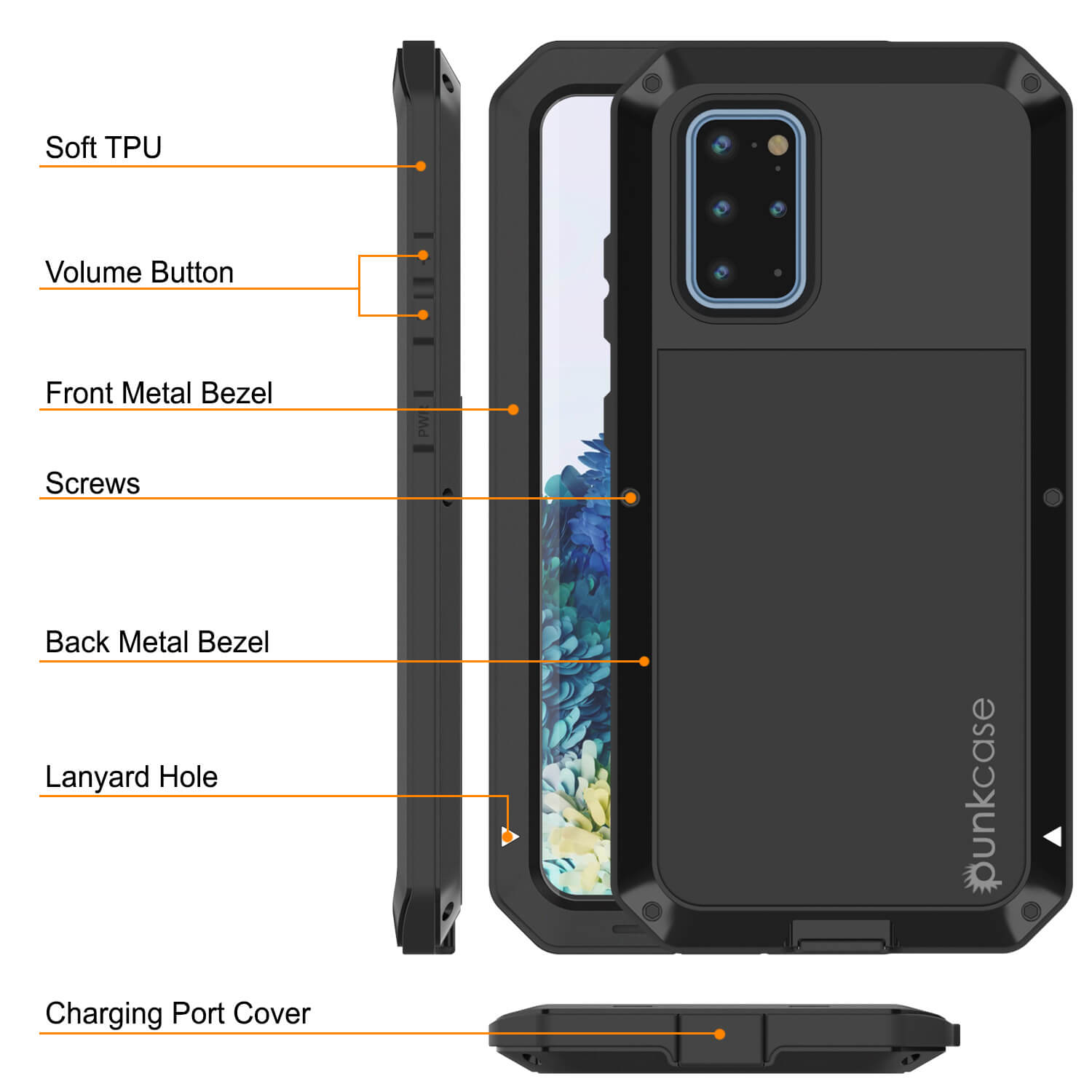Capa de Metal Galaxy S20+ Plus, Capa de Armadura Resistente de Grau Militar [Preto]