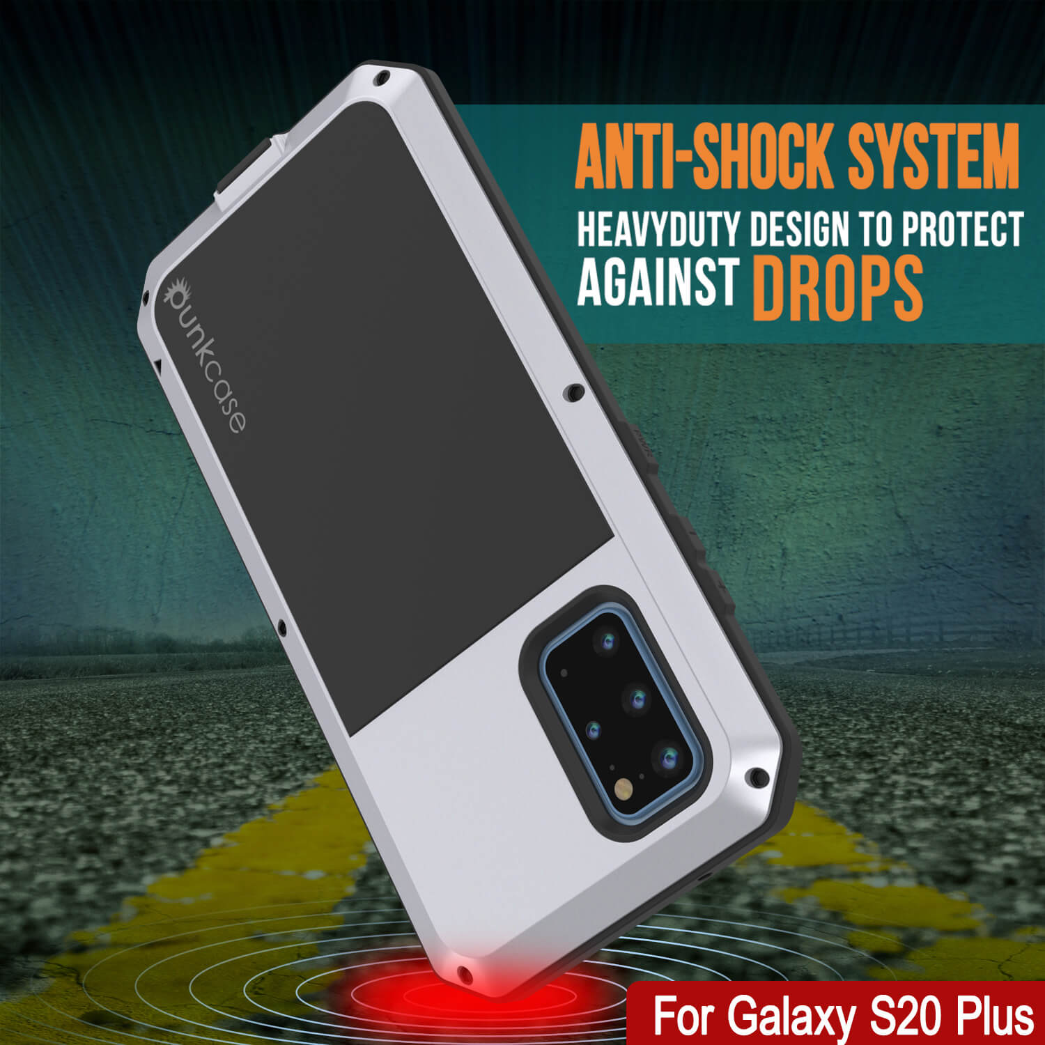 Capa de metal Galaxy s20+ Plus, resistente de grau militar, armadura robusta [Branco]