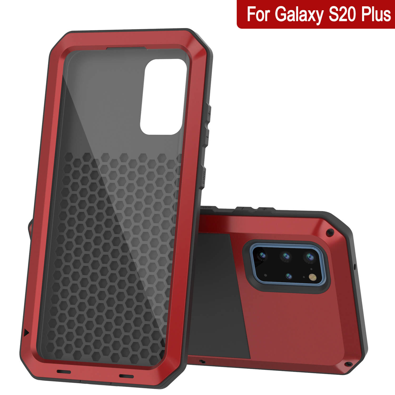 Capa de Metal Galaxy S20+ Plus, Resistente Militar de Grau Pesado Rugged Armor Cover [Vermelho]