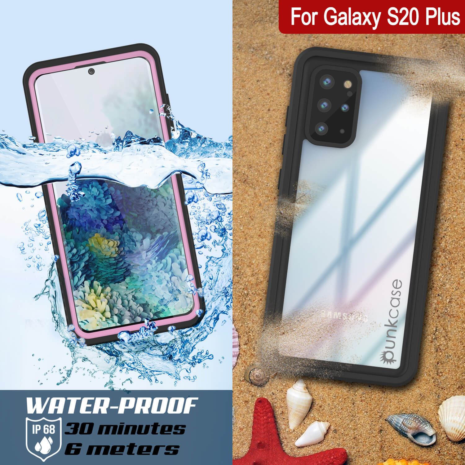 Galaxy S20+ Plus à Prova d'Água/Choque/Neve [Série Extrema] Estojo Protetor de Tela Fino [Rosa]