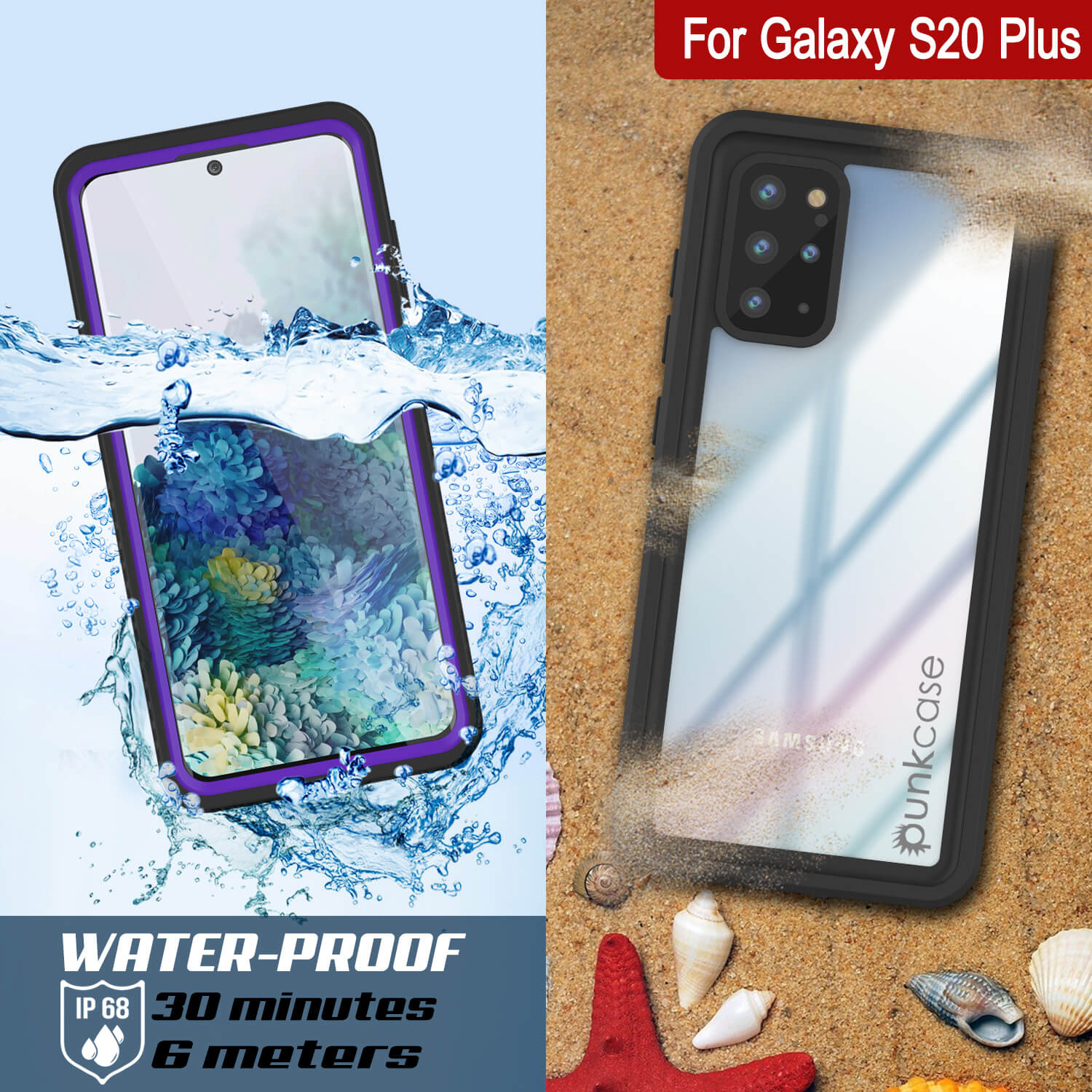 Galaxy S20+ Plus Capa Protetora Slim à Prova de Água/Choque [Série Extrema] Protetor de Tela [Roxo]