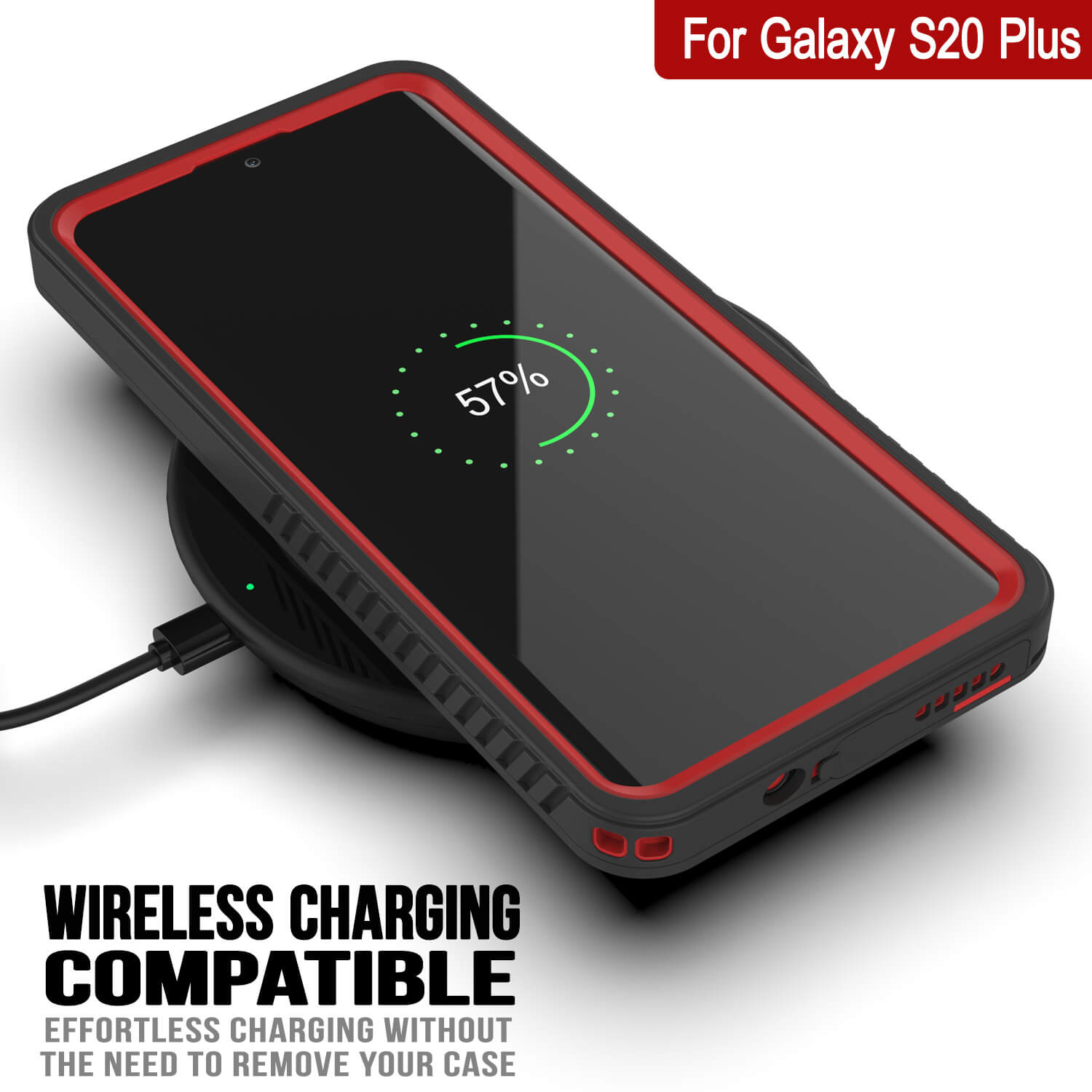 Galaxy S20+ Plus Water/Shock/Snowproof [Extreme Series] Slim Screen Protector Case [Red] (Color in image: Light blue)