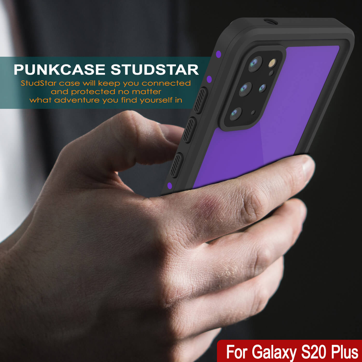 Capa À Prova D'Água Galaxy S20+ Plus PunkCase StudStar Roxa Fina 6.6ft Subaquática IP68 À Prova de Choque/Neve