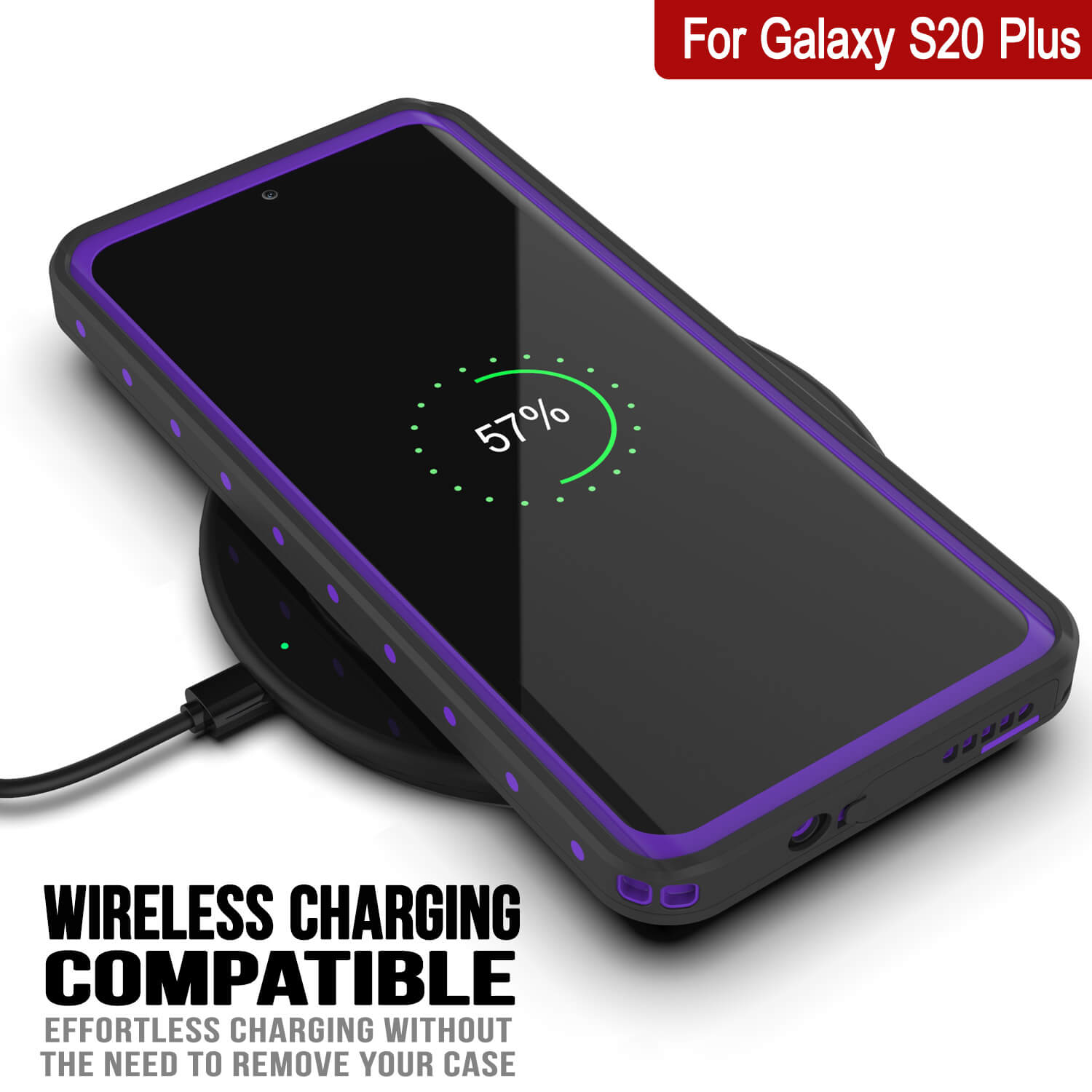 Capa À Prova D'Água Galaxy S20+ Plus PunkCase StudStar Roxa Fina 6.6ft Subaquática IP68 À Prova de Choque/Neve