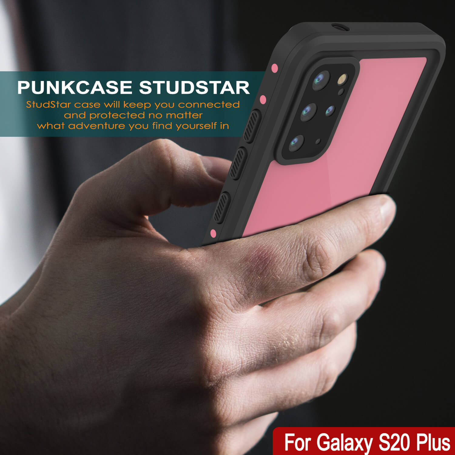 Capa à prova d'água Galaxy S20+ Plus PunkCase StudStar Pink Thin 6.6ft Subaquático IP68 à prova de choque/neve