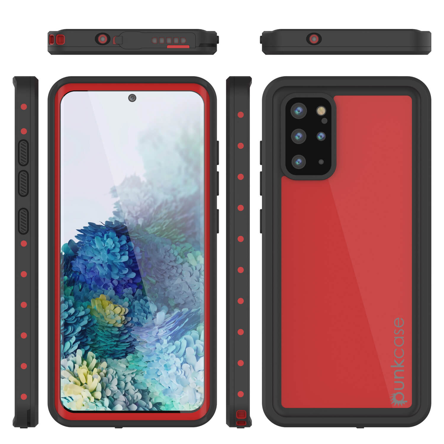 Capa à prova d'água PunkCase StudStar Vermelha fina para Galaxy S20+ Plus 6.6ft à prova de choque/neve subaquática IP68