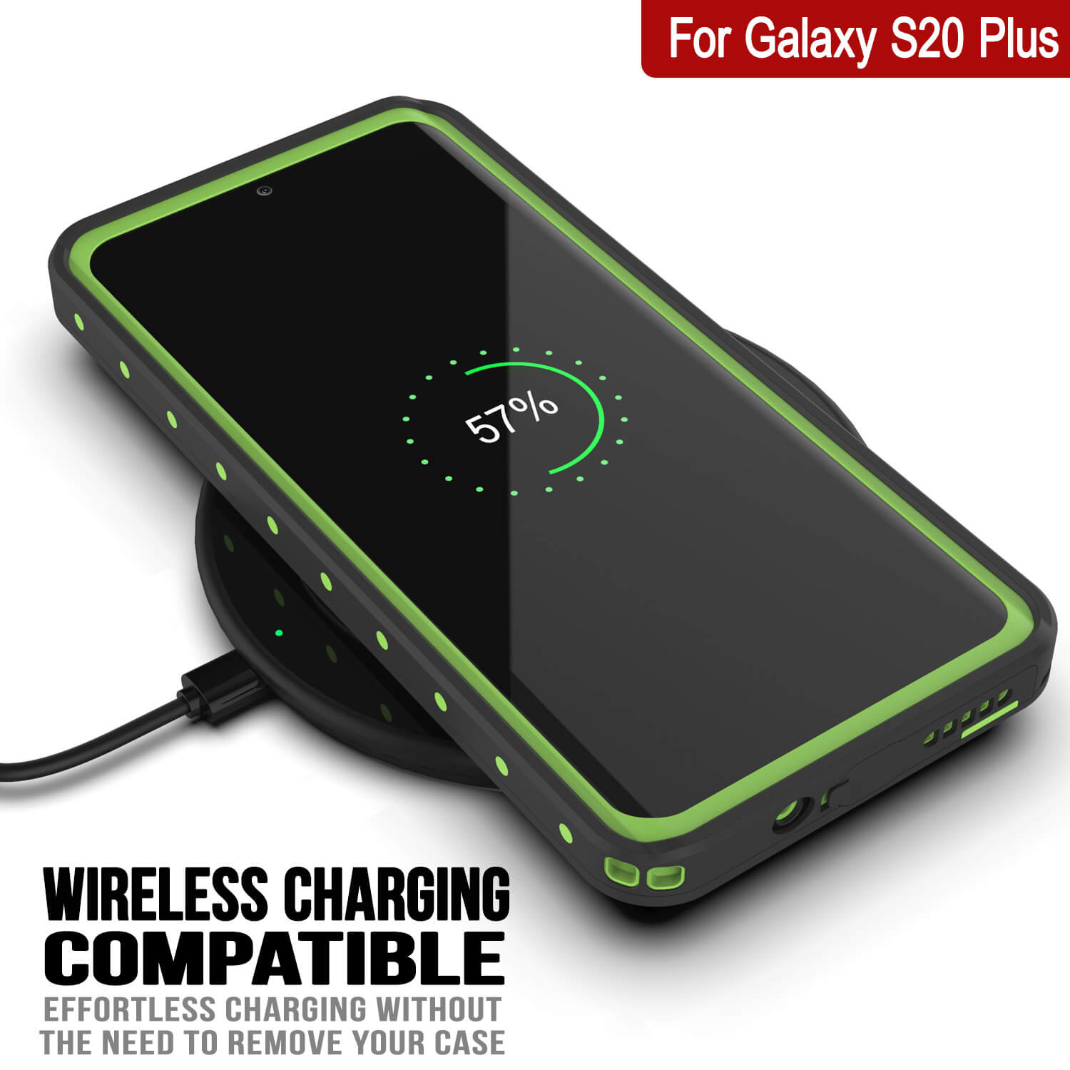 Capa à prova d'água Galaxy S20+ Plus PunkCase StudStar Light Green Fina 6.6ft à prova de choque subaquático IP68